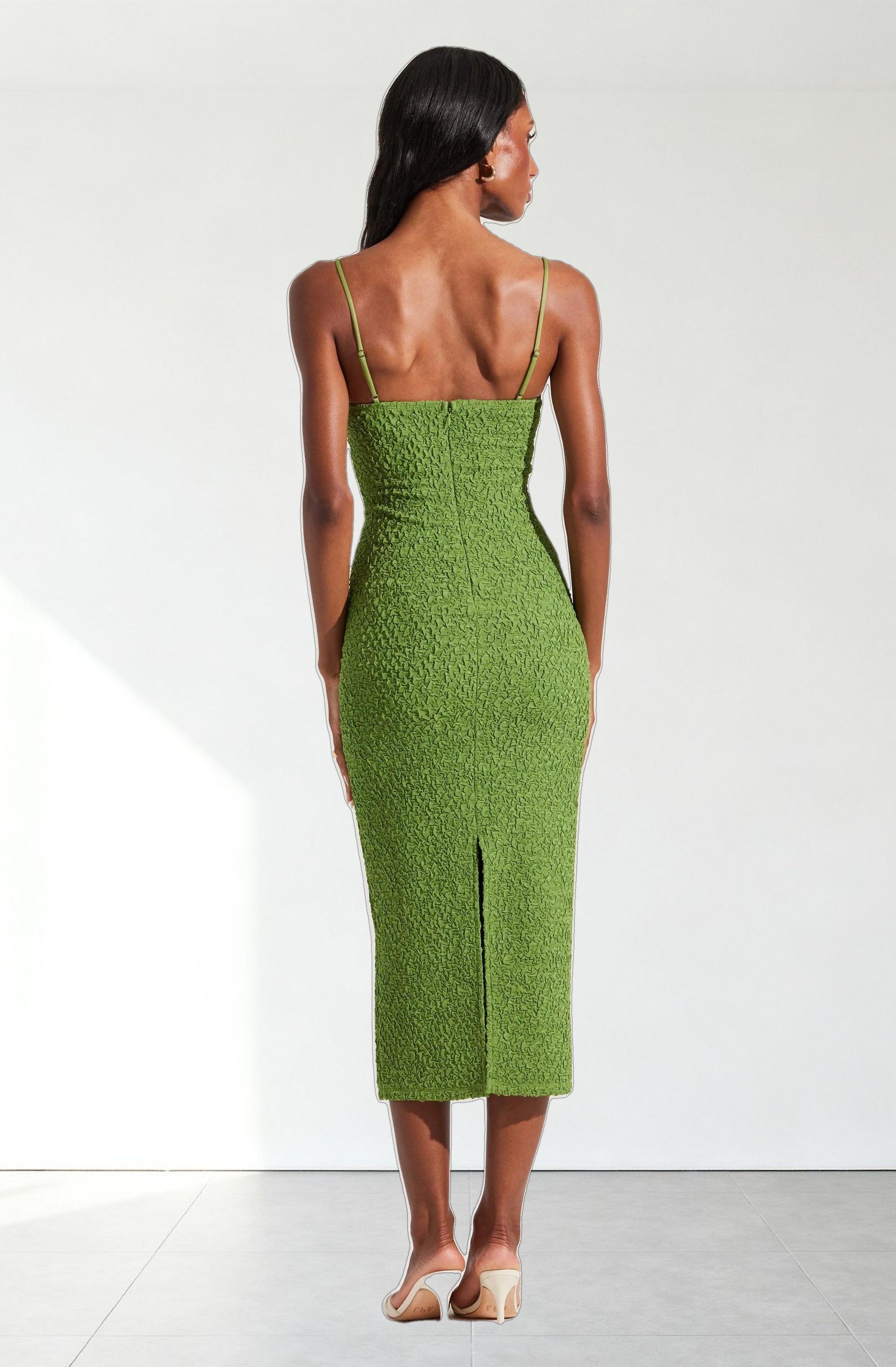 Textured Bustier Midi Dress