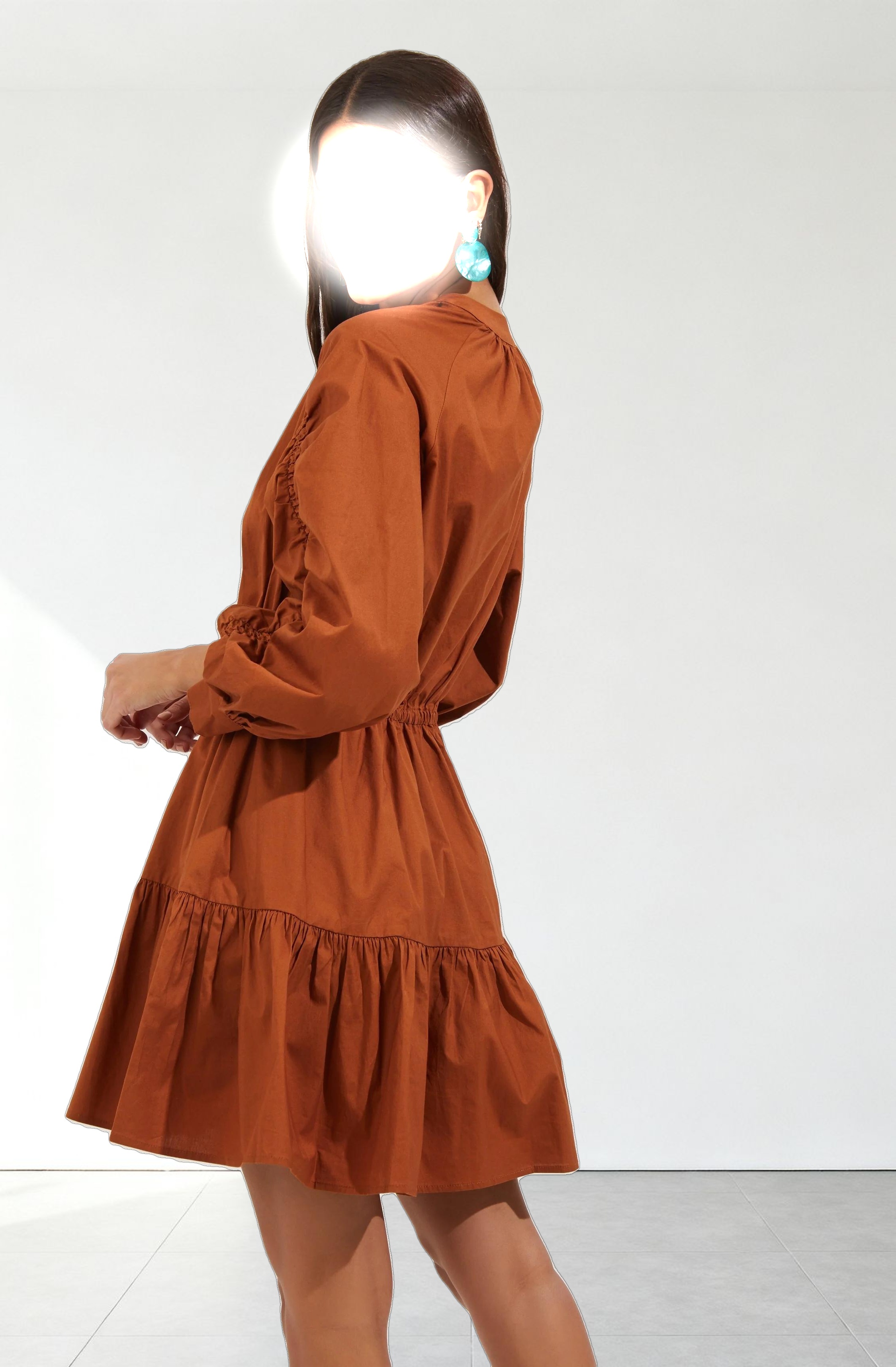 Ruched Long Sleeve Dress