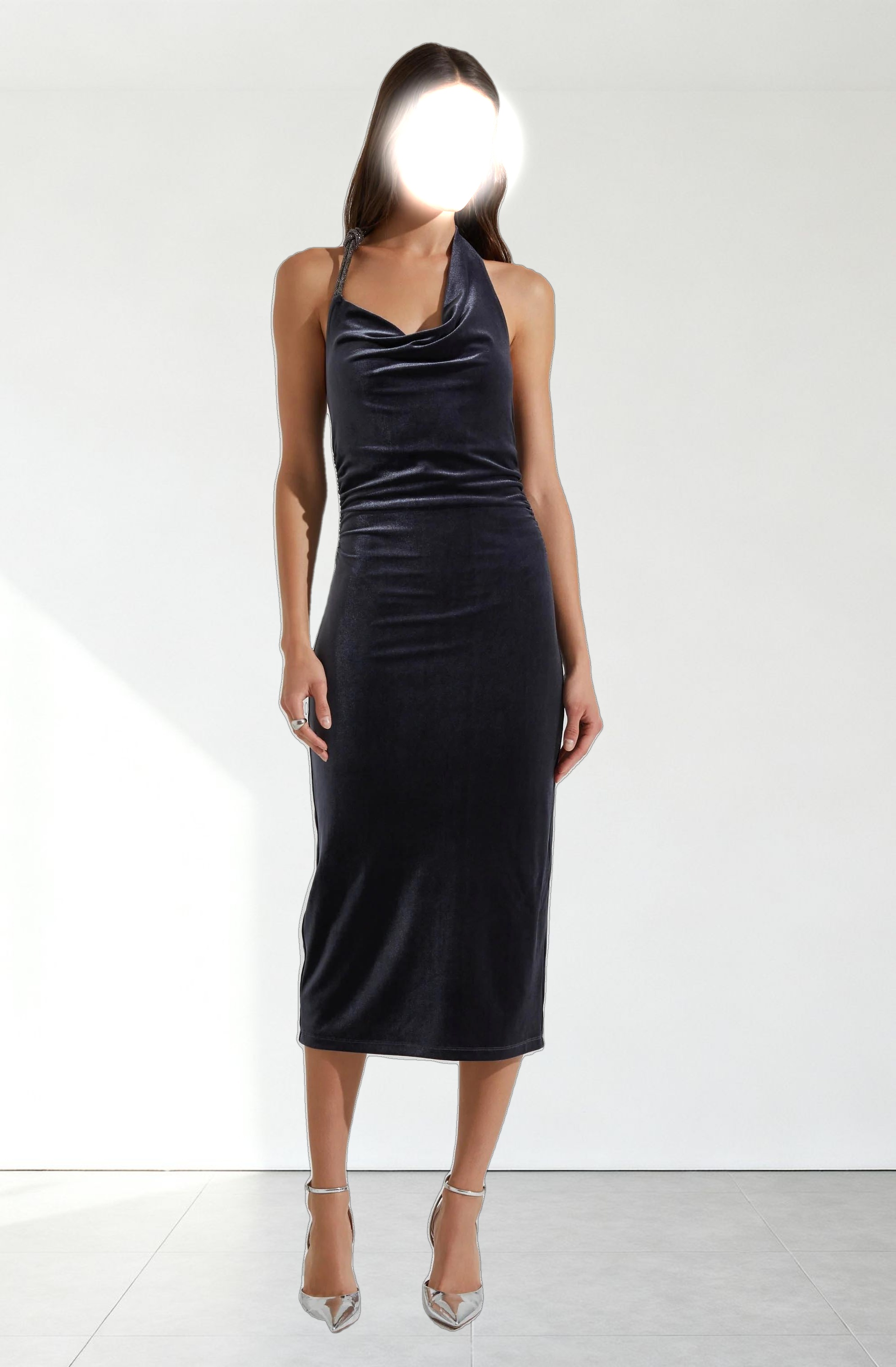 Eugenie Velvet Halter Midi Dress