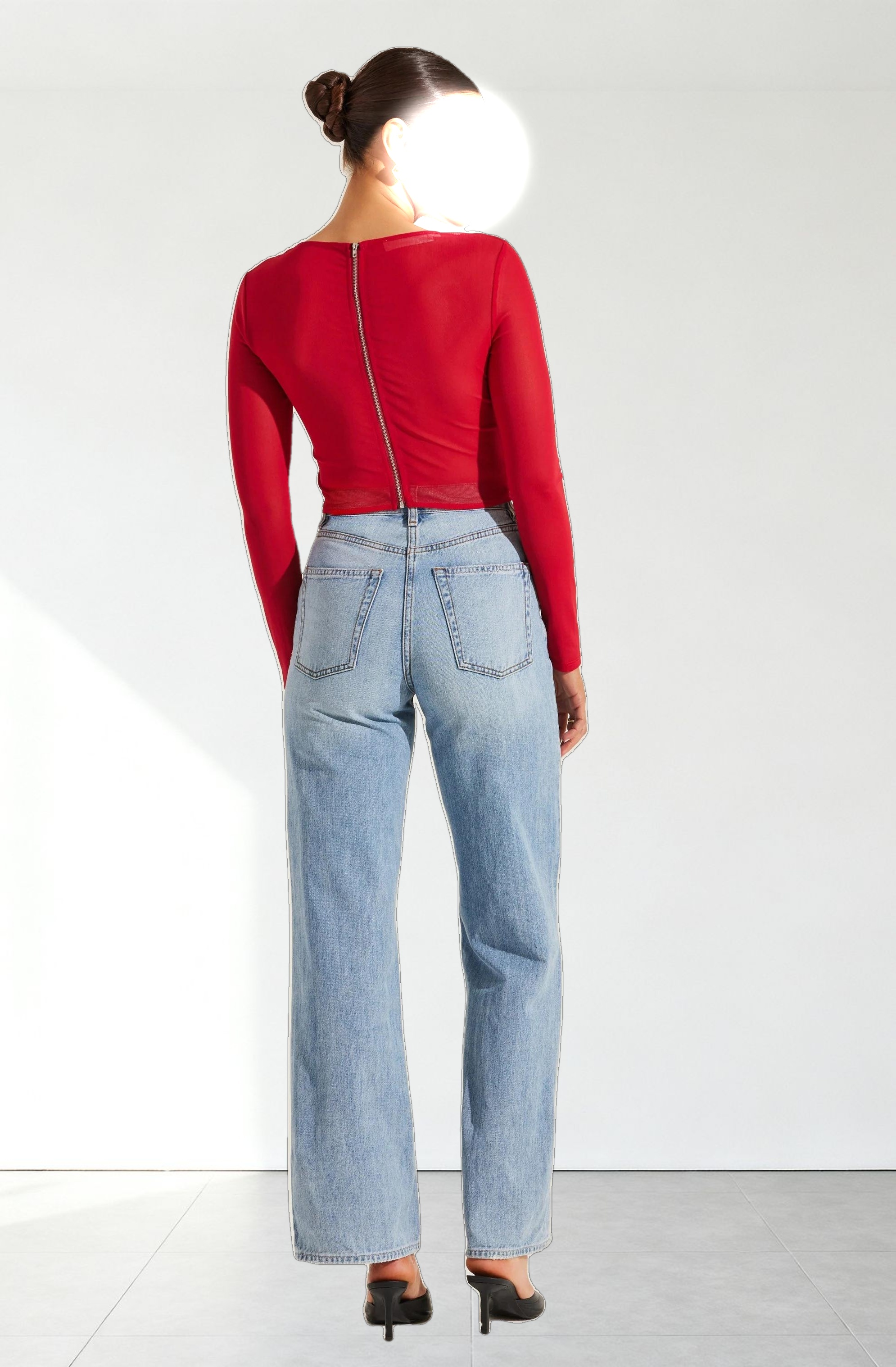 Long Sleeve Mesh Corset Top