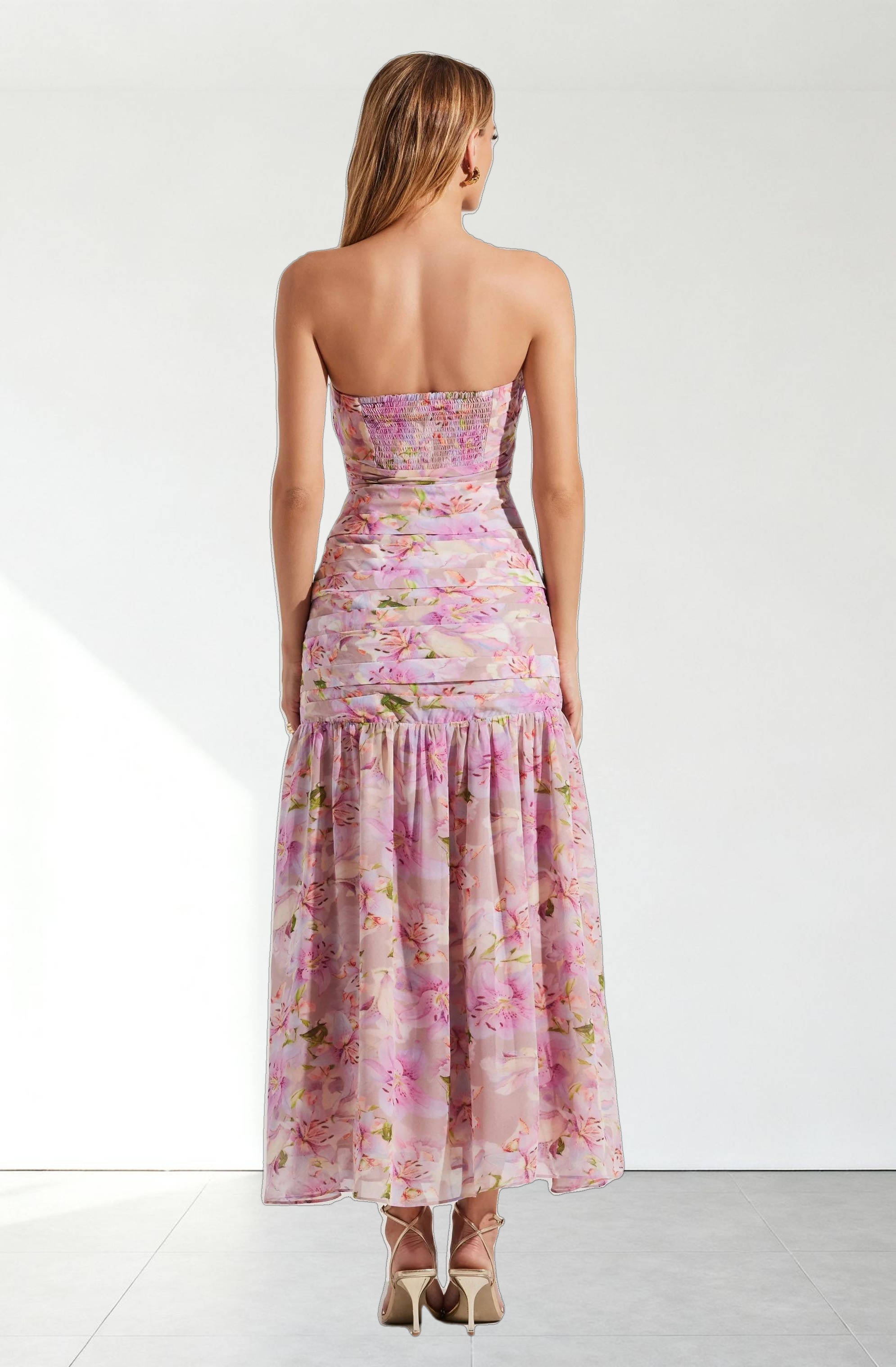 Estefany Strapless Pleated Maxi Dress