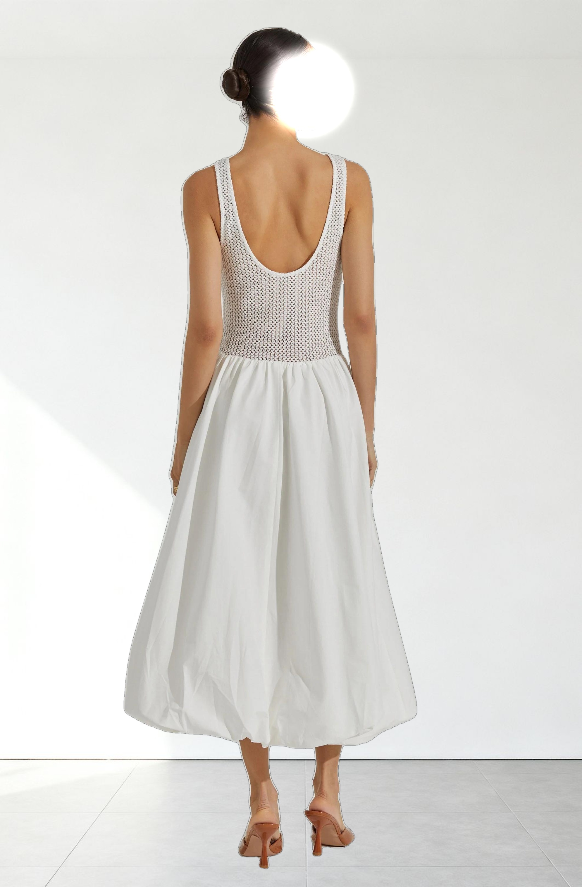 Contrast Bubble Hem Midi Dress