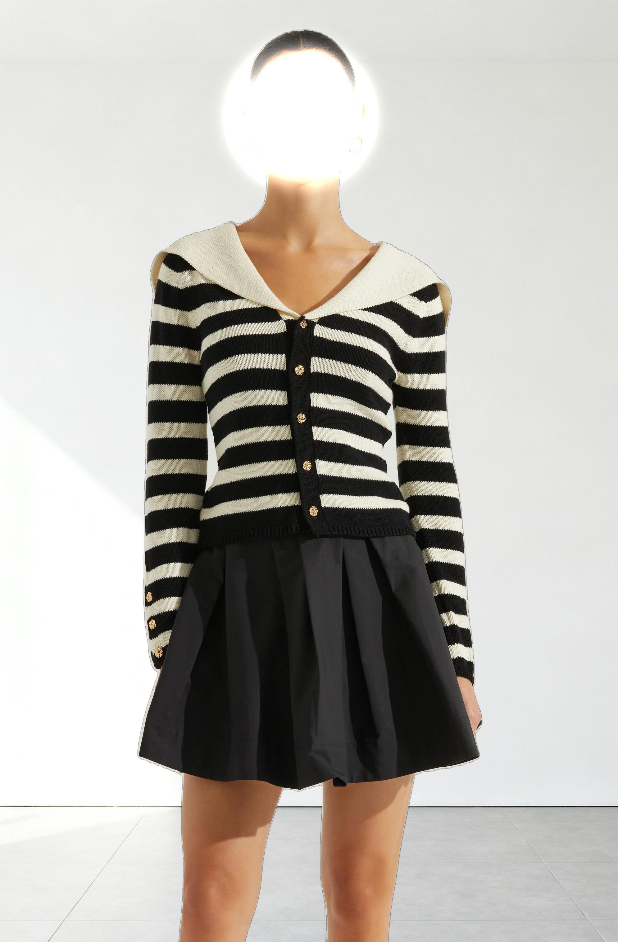 Analissa Stripe Sailor Collar Cardigan