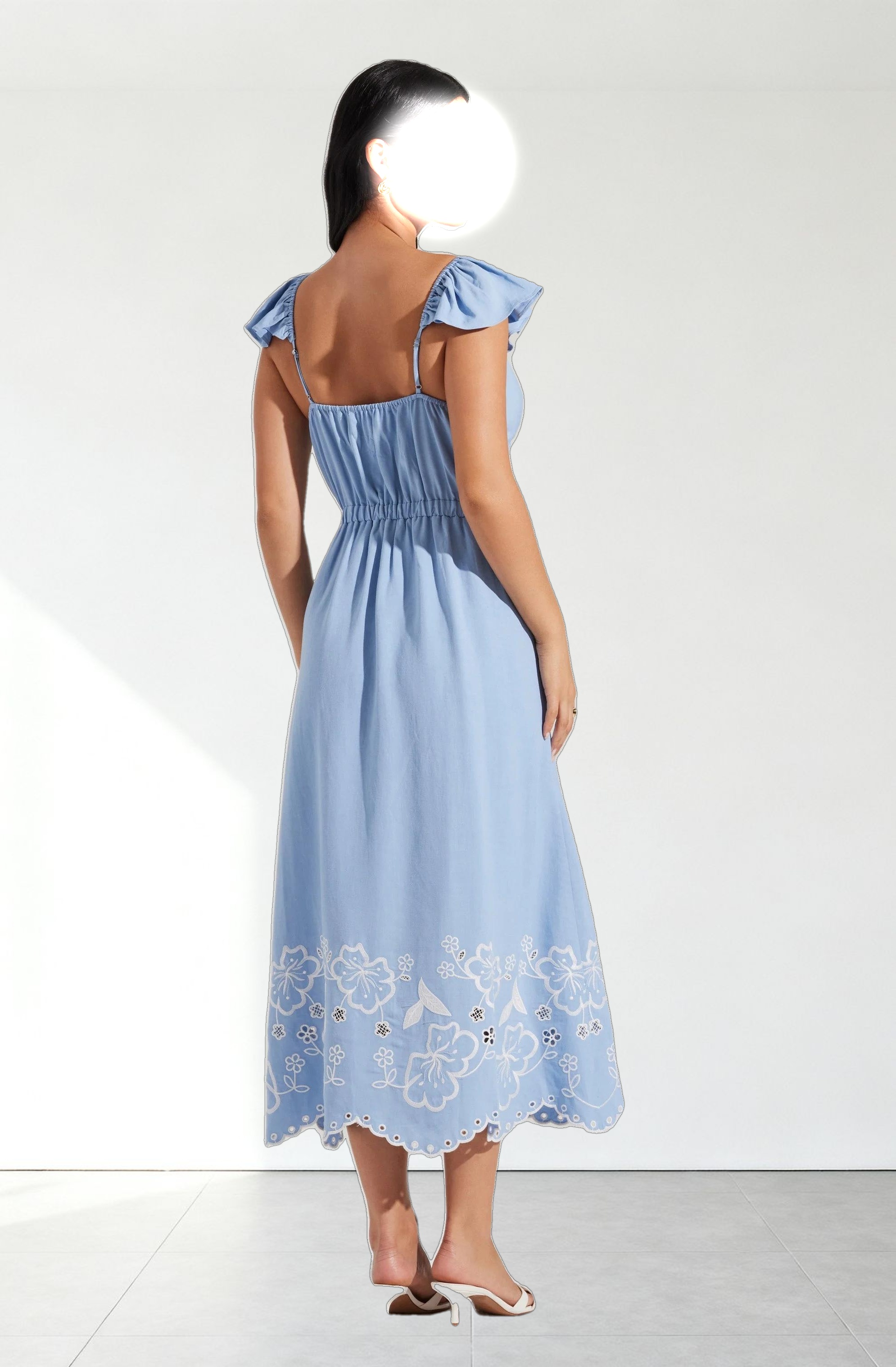 Odeletta Embroidered Floral Trim Dress