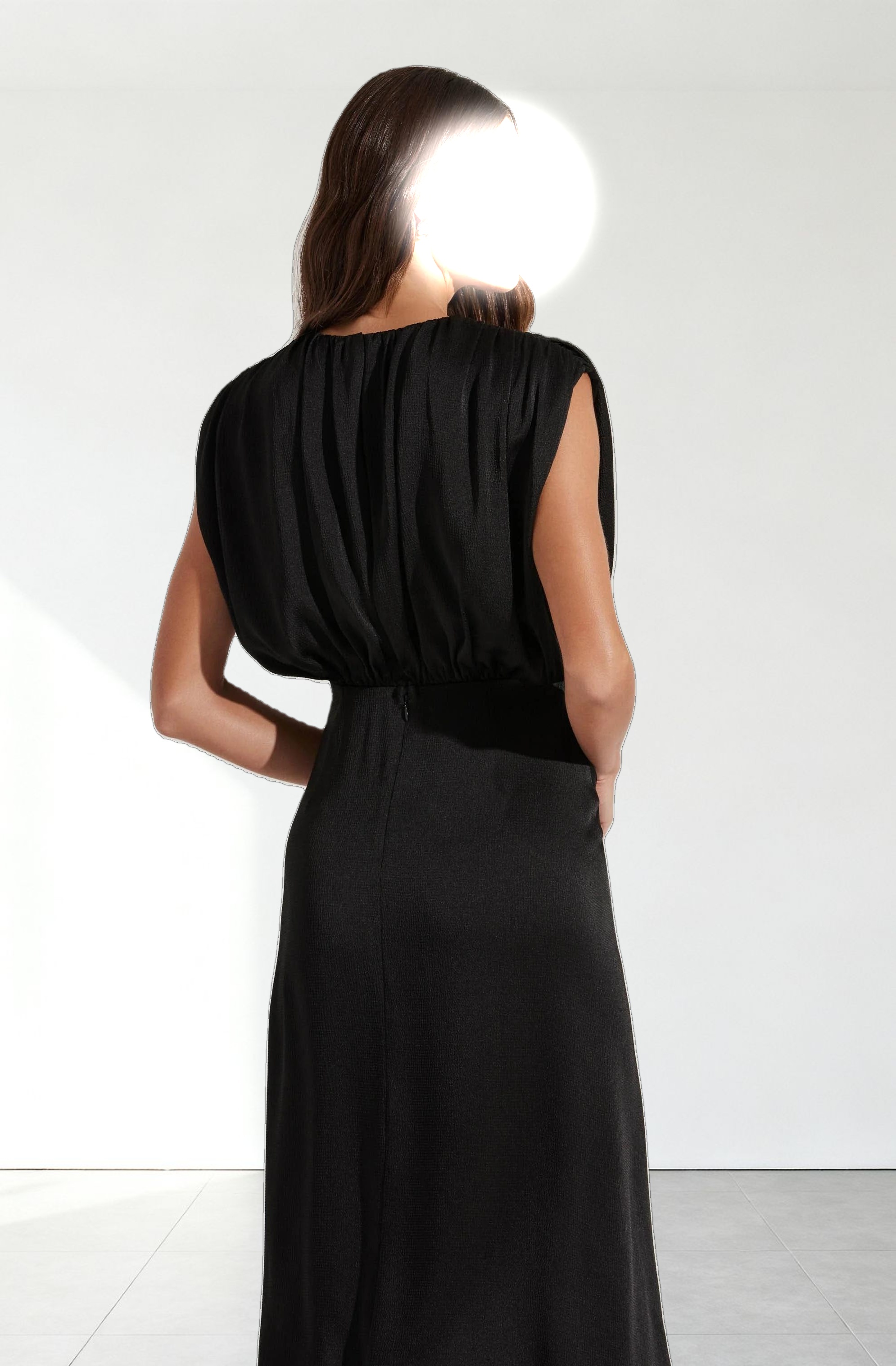 Blouson Satin Midi Dress