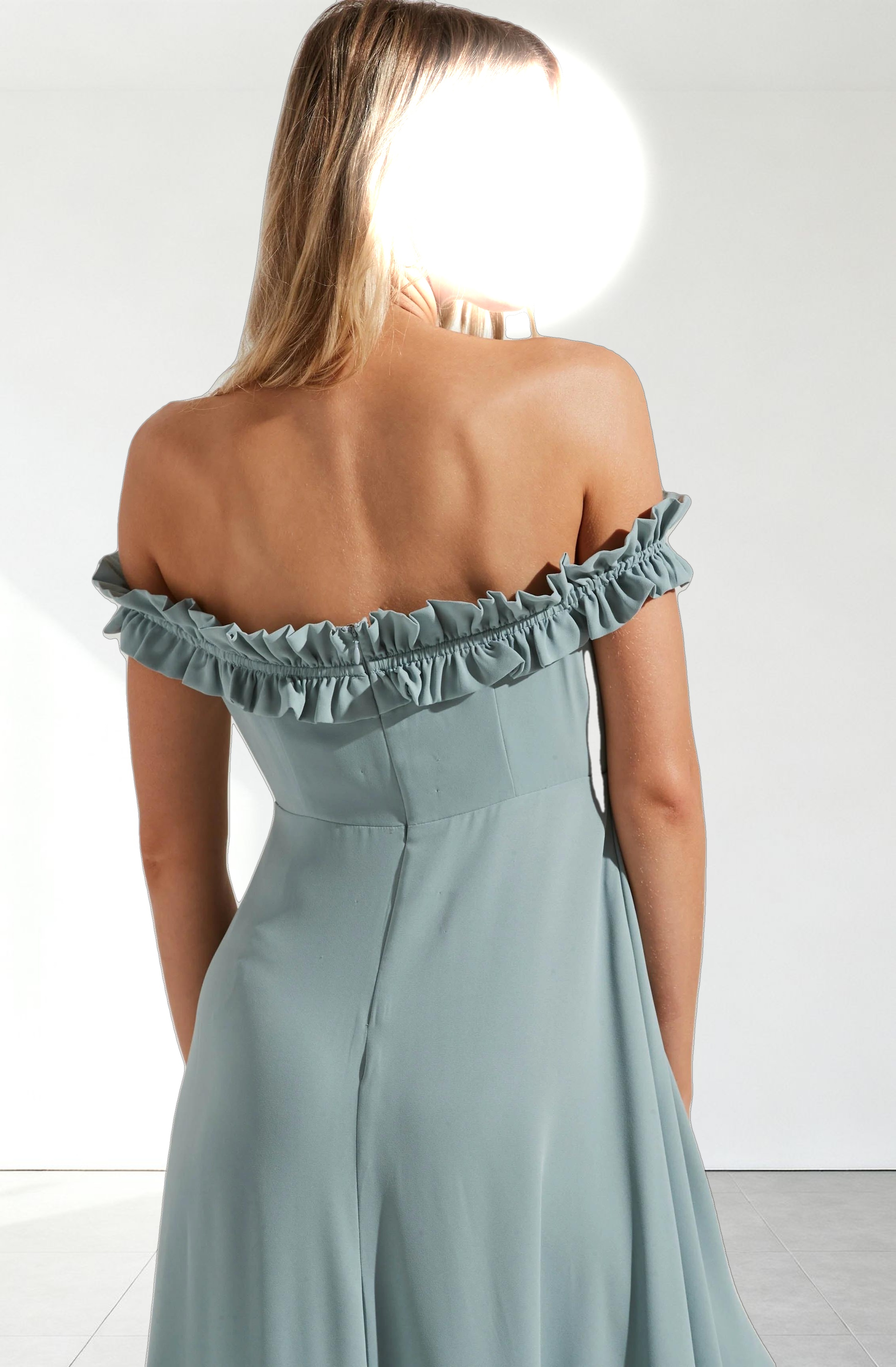 Venetia Off Shoulder Ruffle Trim Maxi Dress