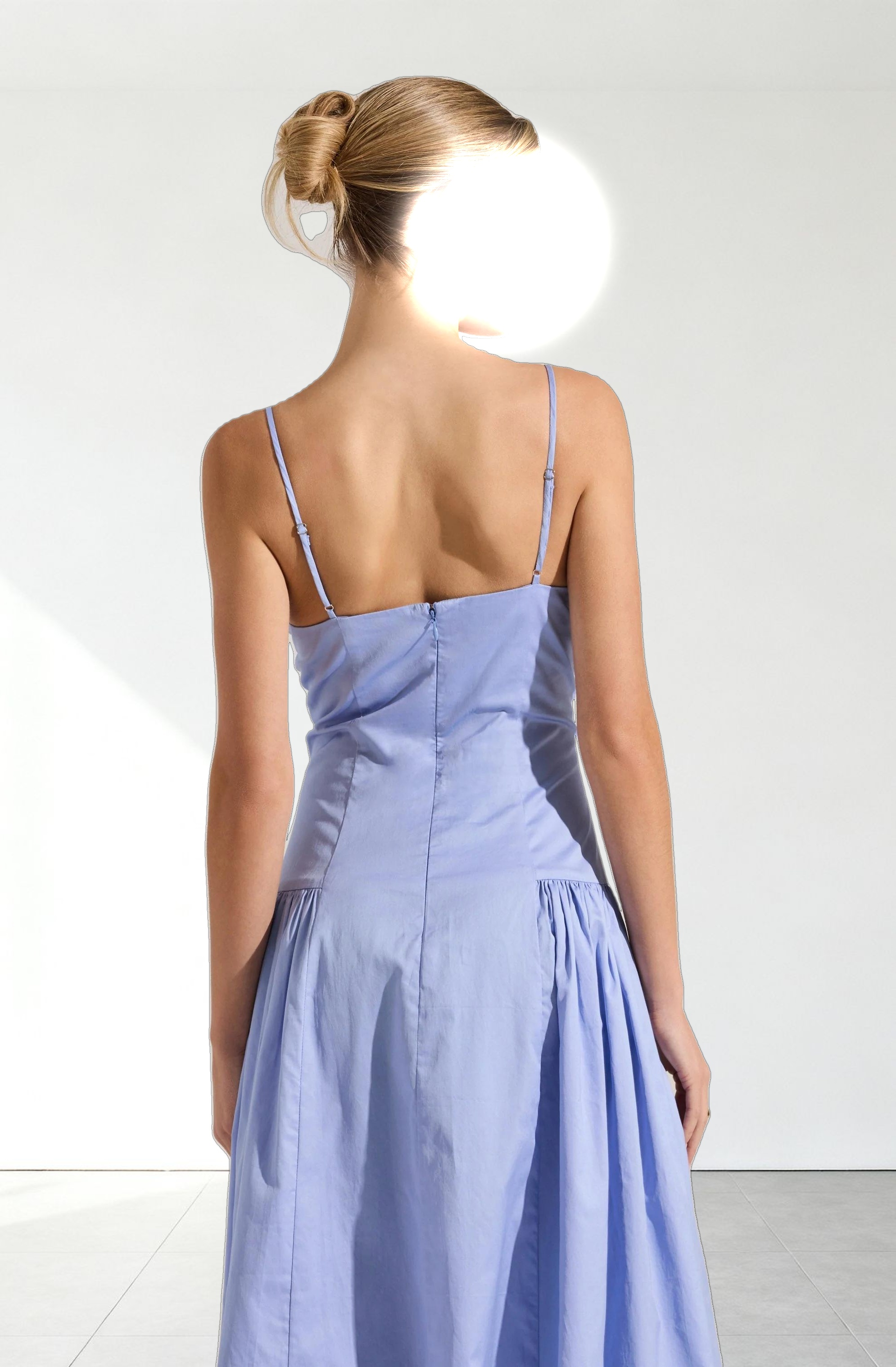 High Square Neck Midi Dress