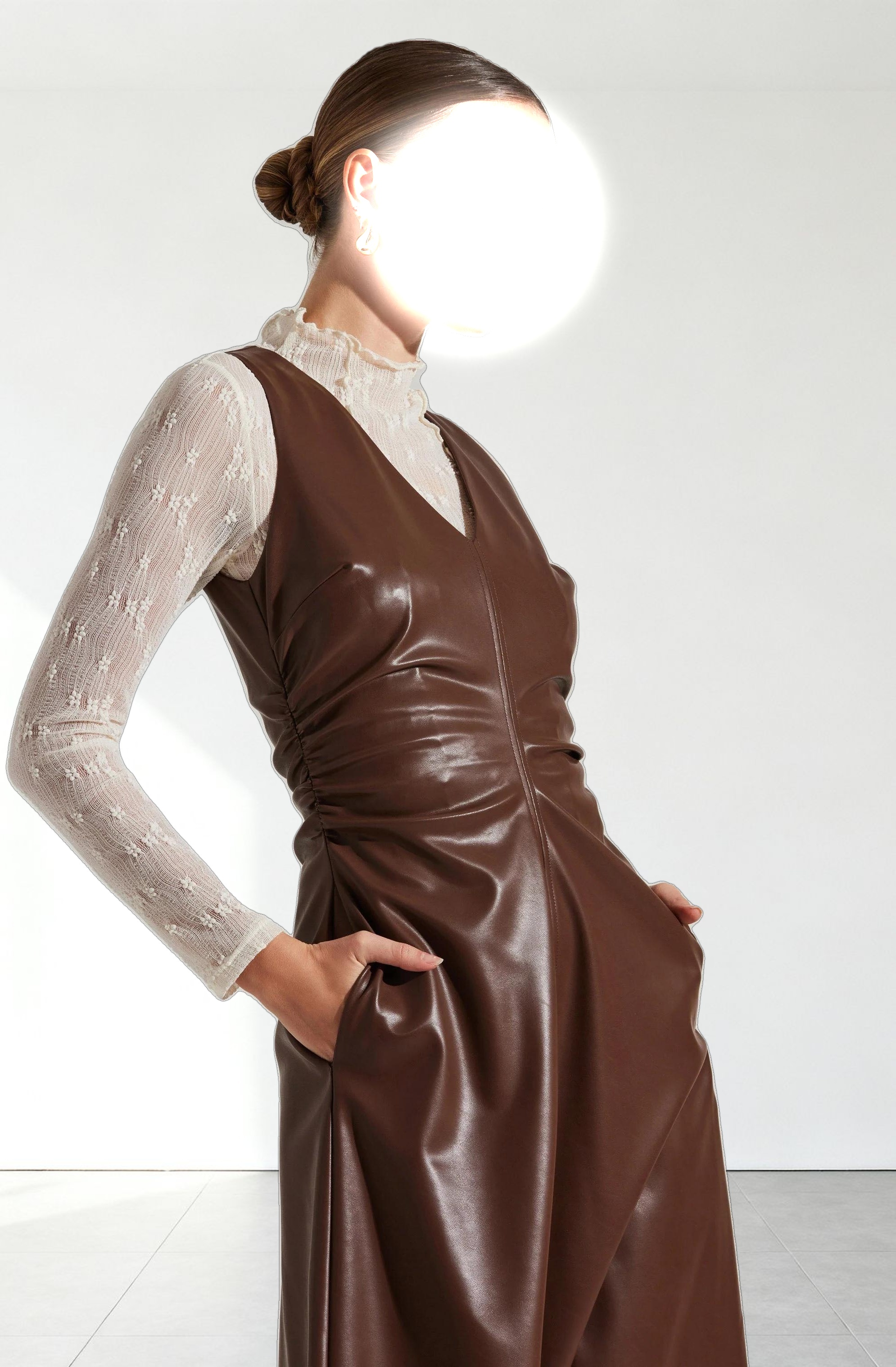 Omaira Faux Leather Midi Dress