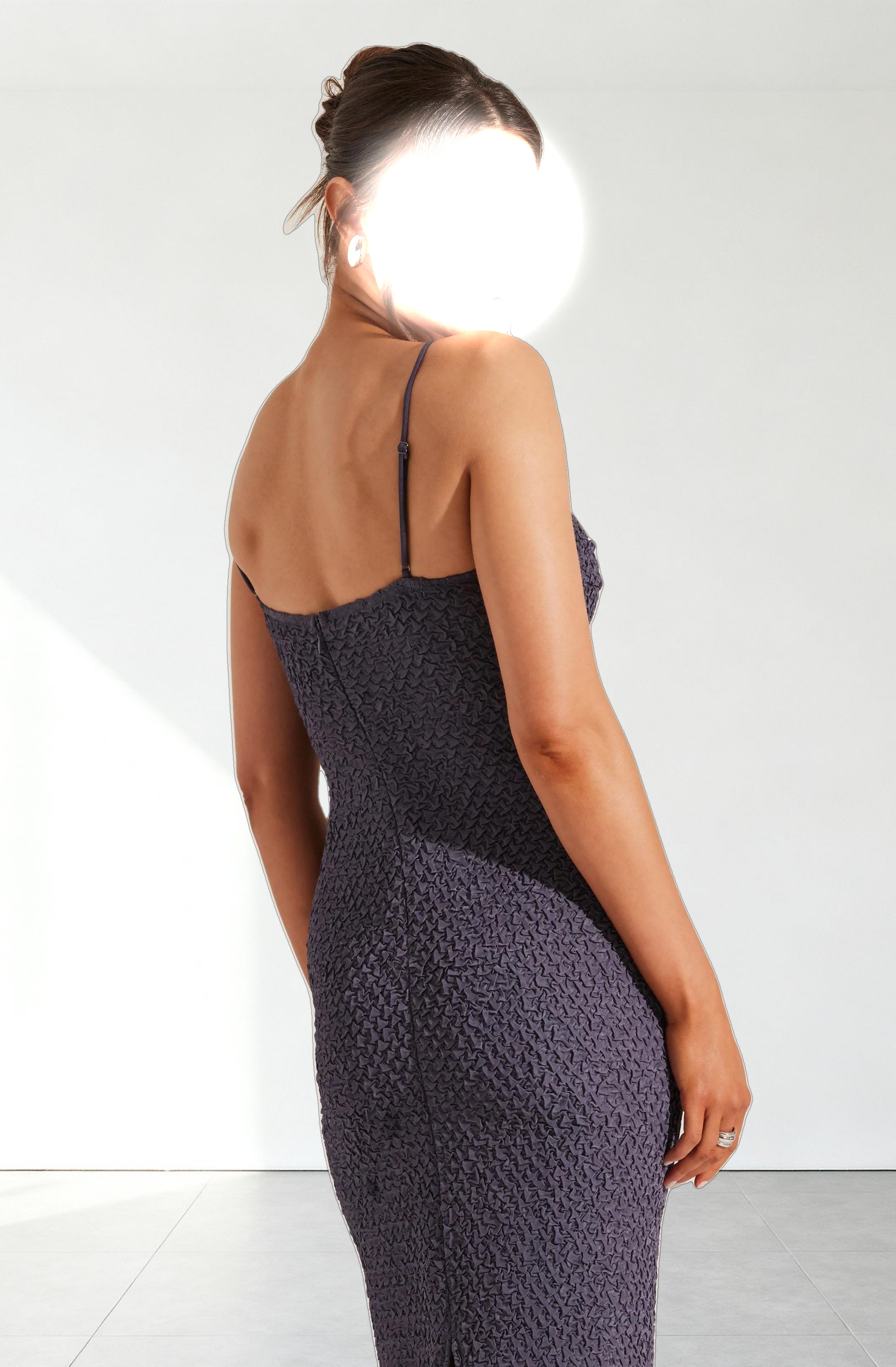 Textured Bustier Midi Dress
