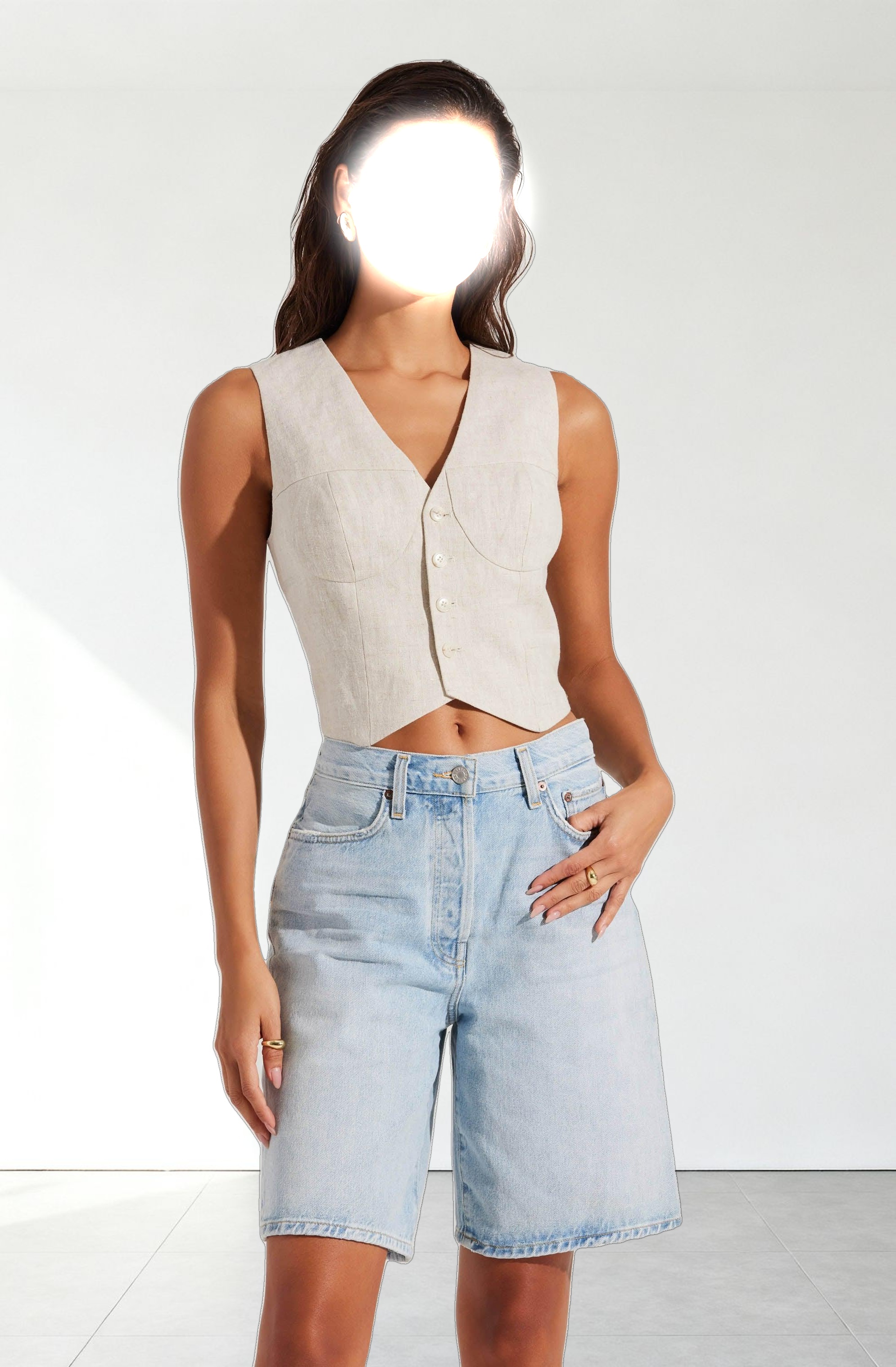 Ossa Linen Cropped Vest