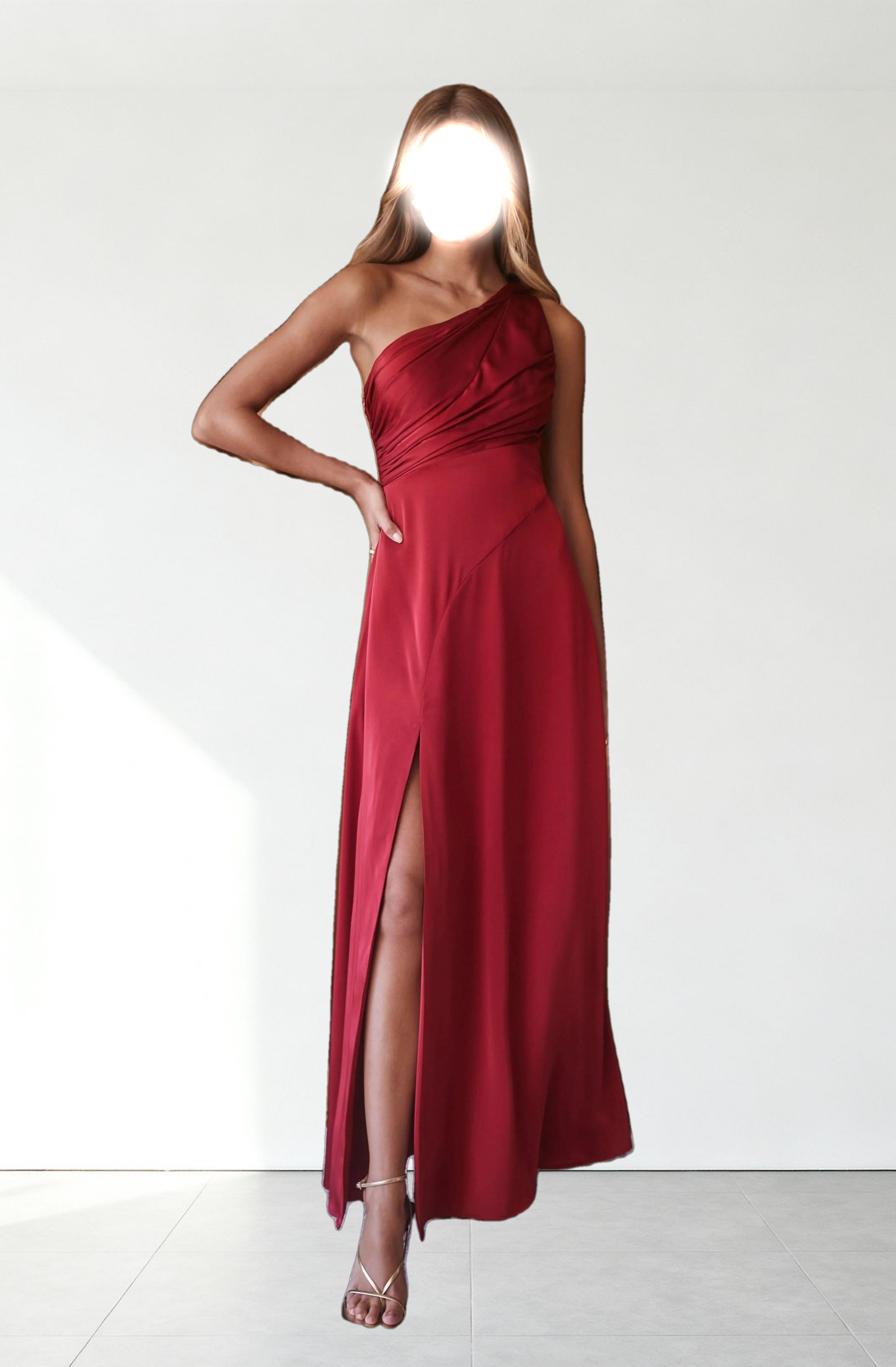 Atoila One Shoulder Satin Maxi Dress