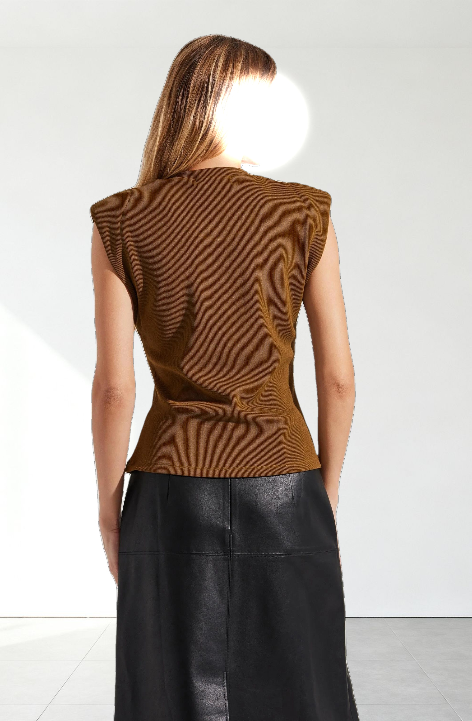 Cinched Waist Ribbed Knit Top