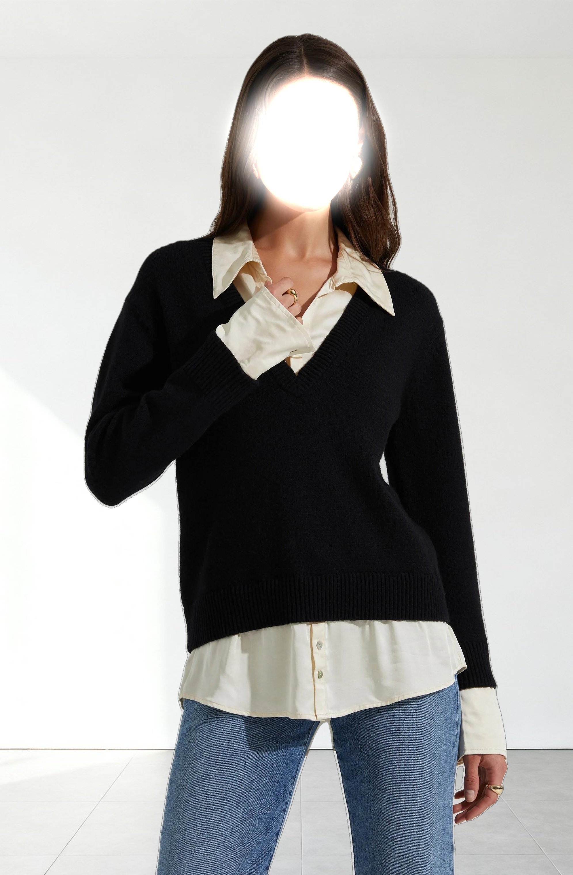 Jianna Mixed Media Layered Sweater