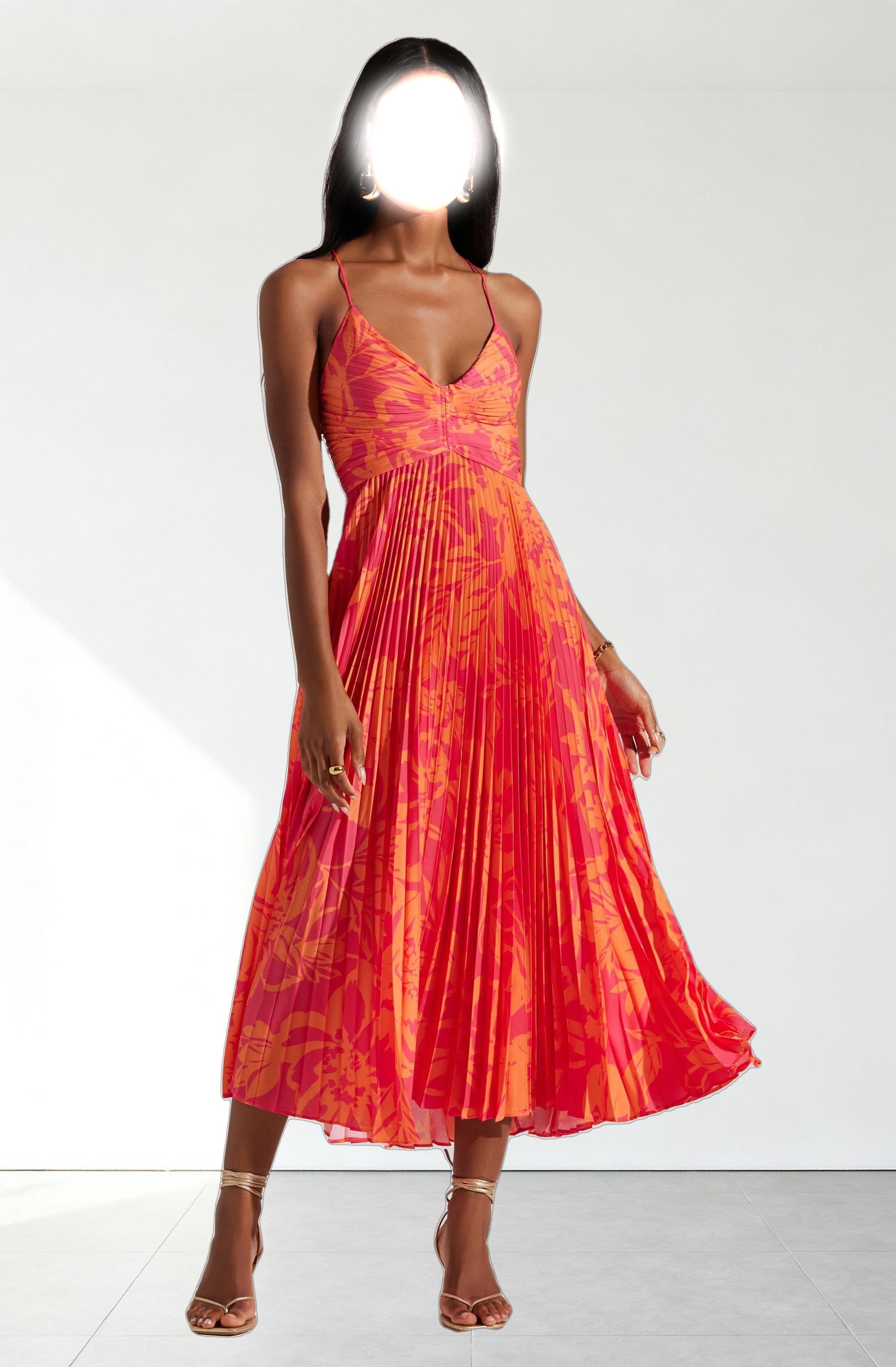 Blythe Floral Plisse Midi Dress