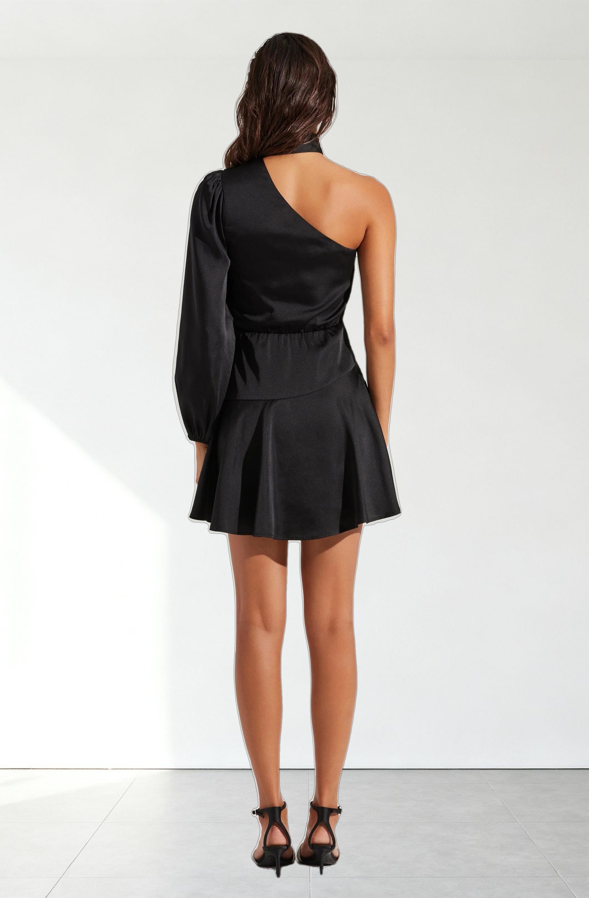 Satin Scarf Mini Skater Dress