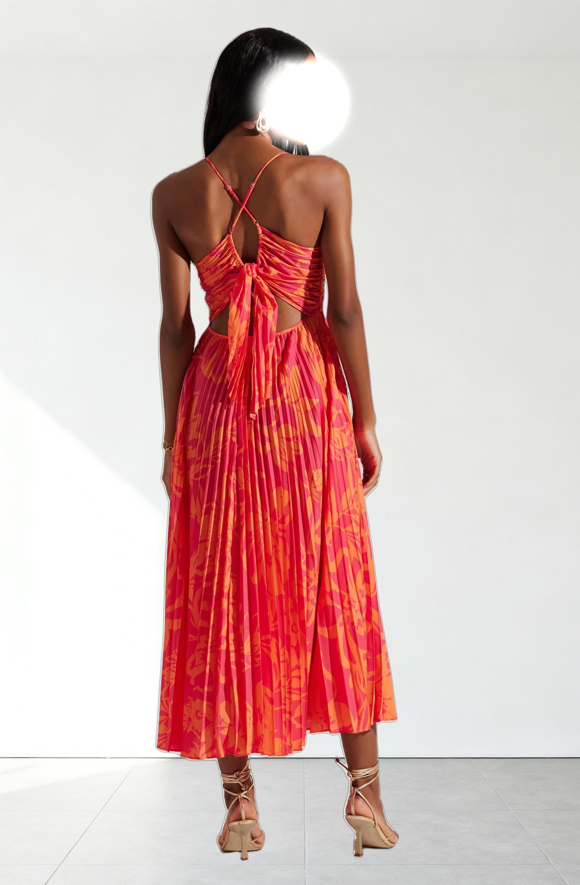 Blythe Floral Plisse Midi Dress