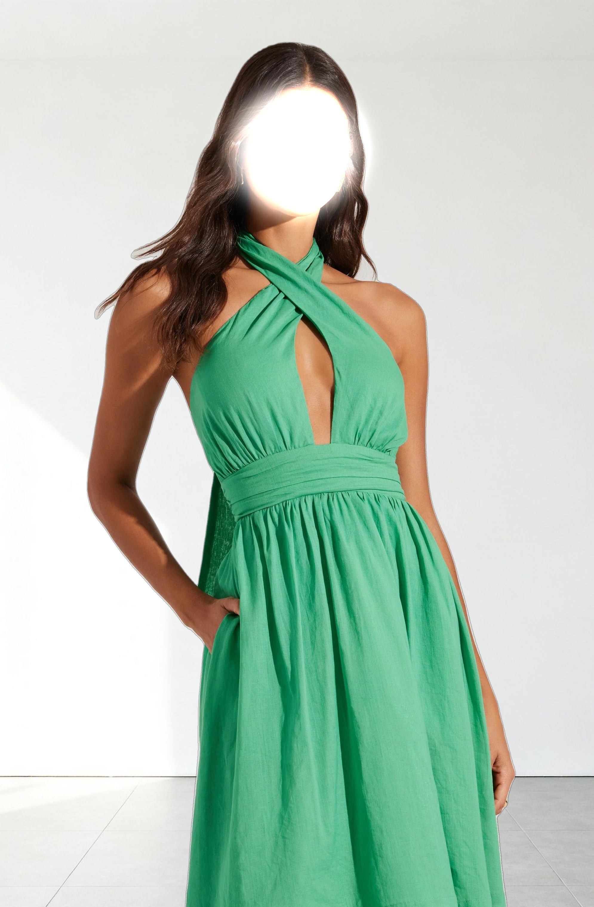 Kalia Crossover Halter Mini Dress