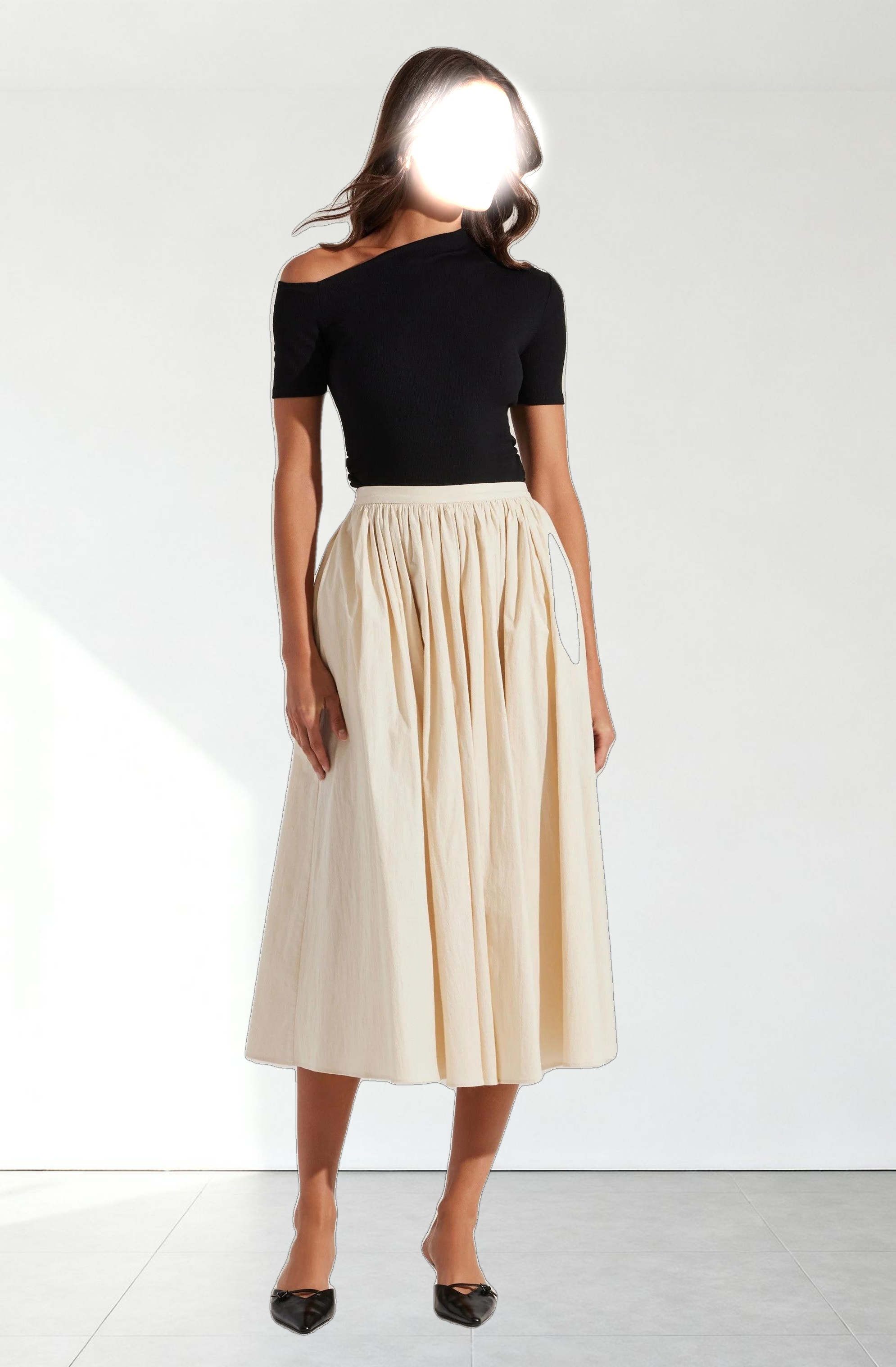 Ash Ribbed Off Shoulder Top