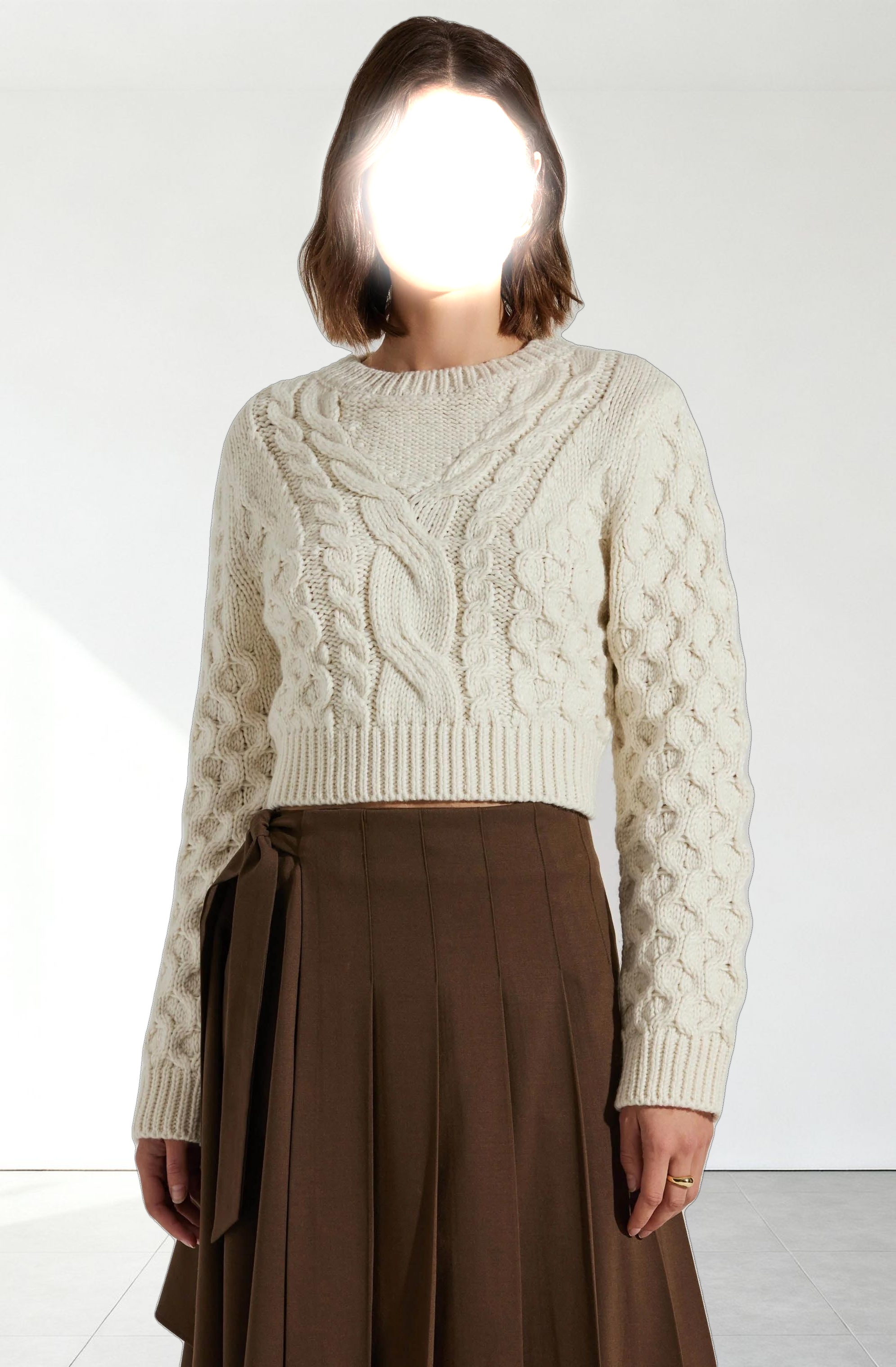 Caila Cable Knit Cropped Sweater