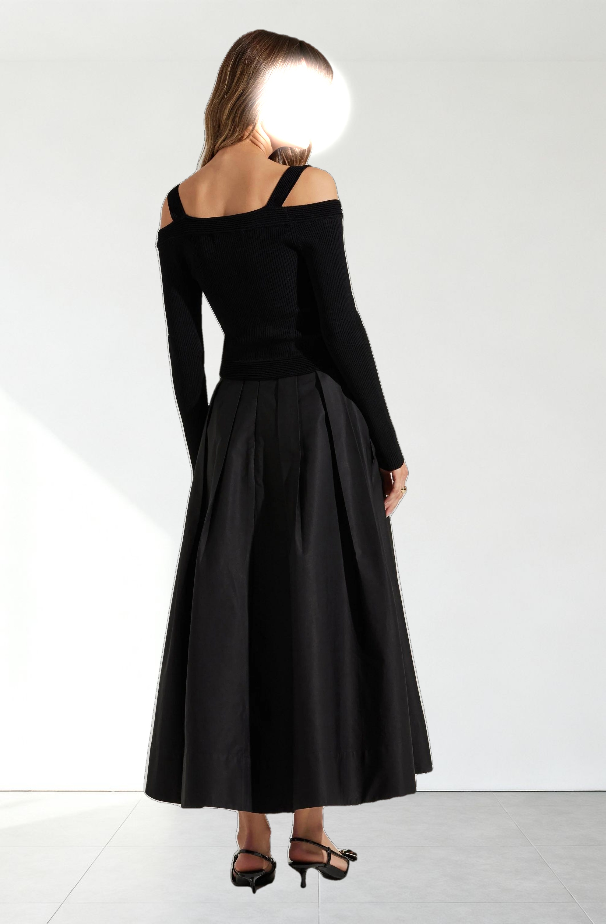 Pacey Ribbed Cold Shoulder Sweater