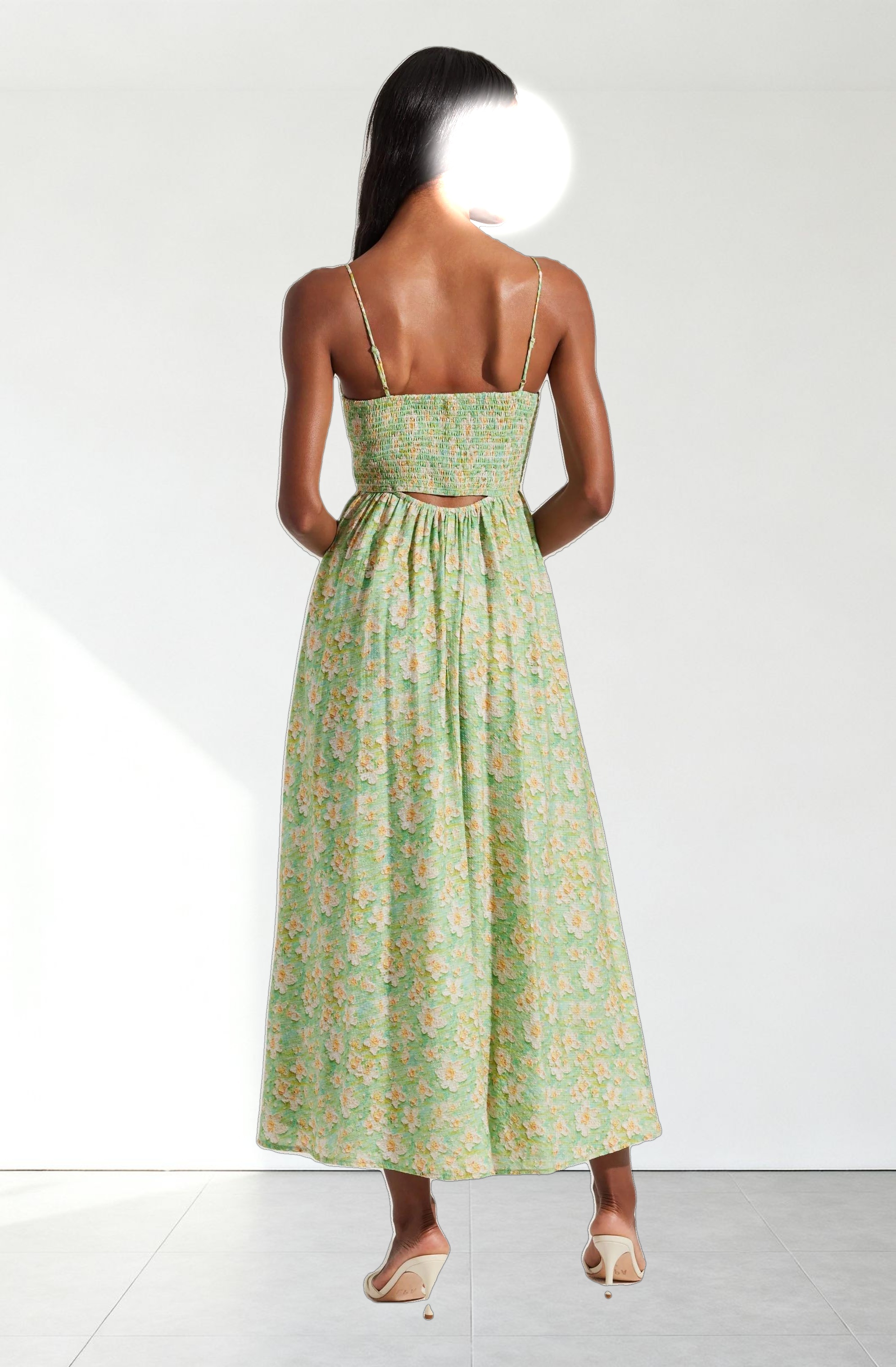 Front Cutout Floral Midi Dress