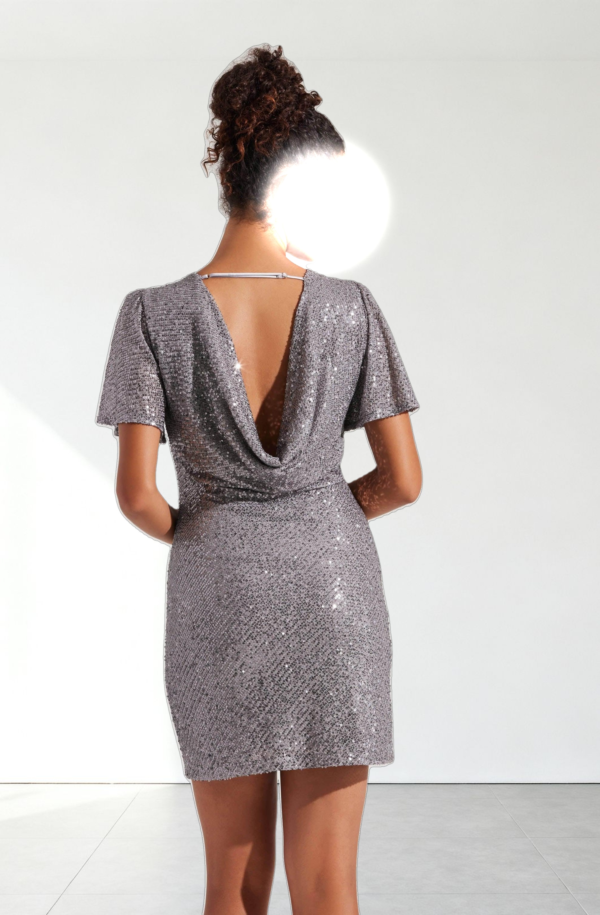 Sequin Flutter Sleeve Mini Dress