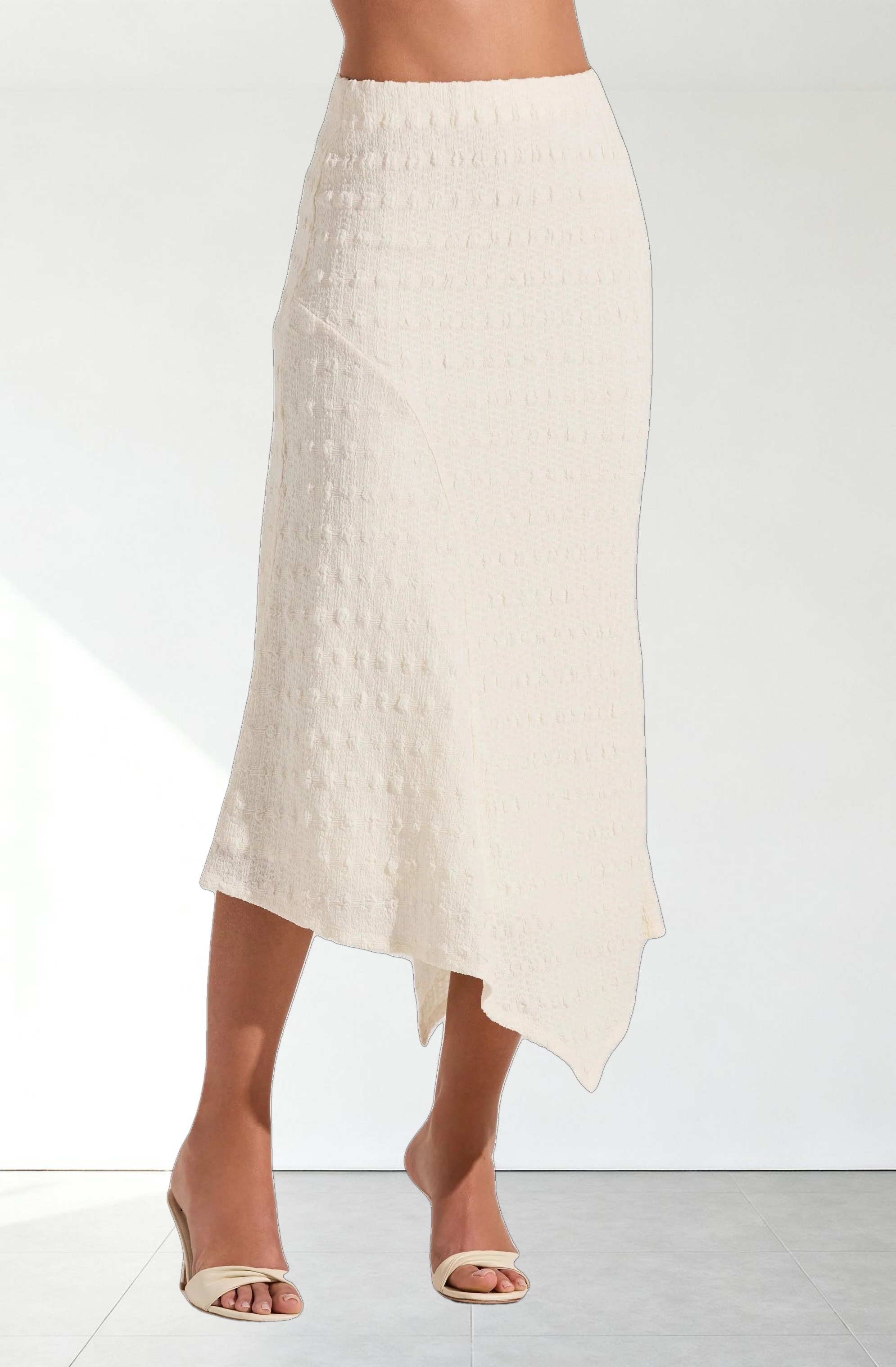 Textured Asymmetric Knit Skirt