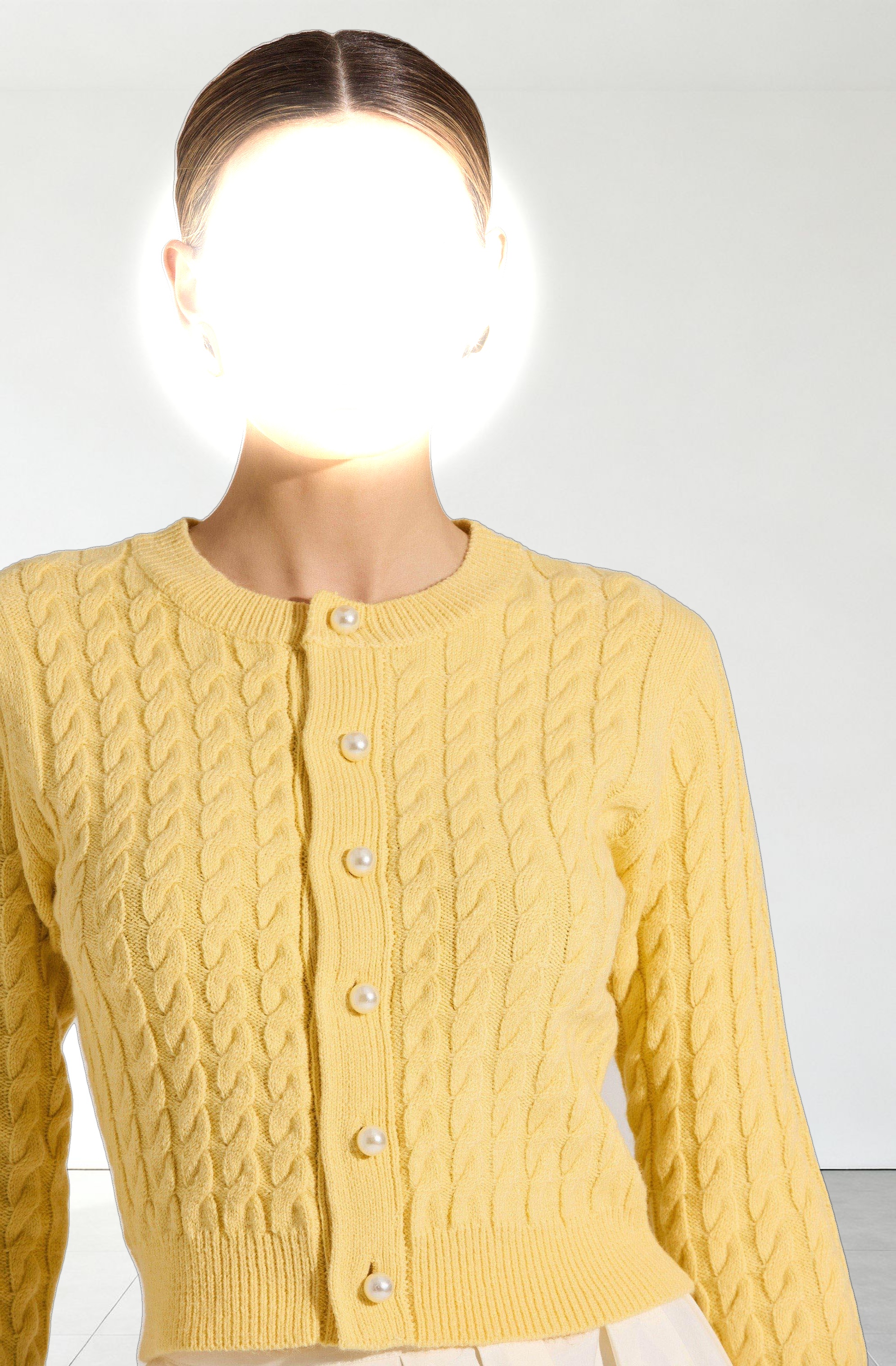 Pearl Button Cable Knit Cardigan