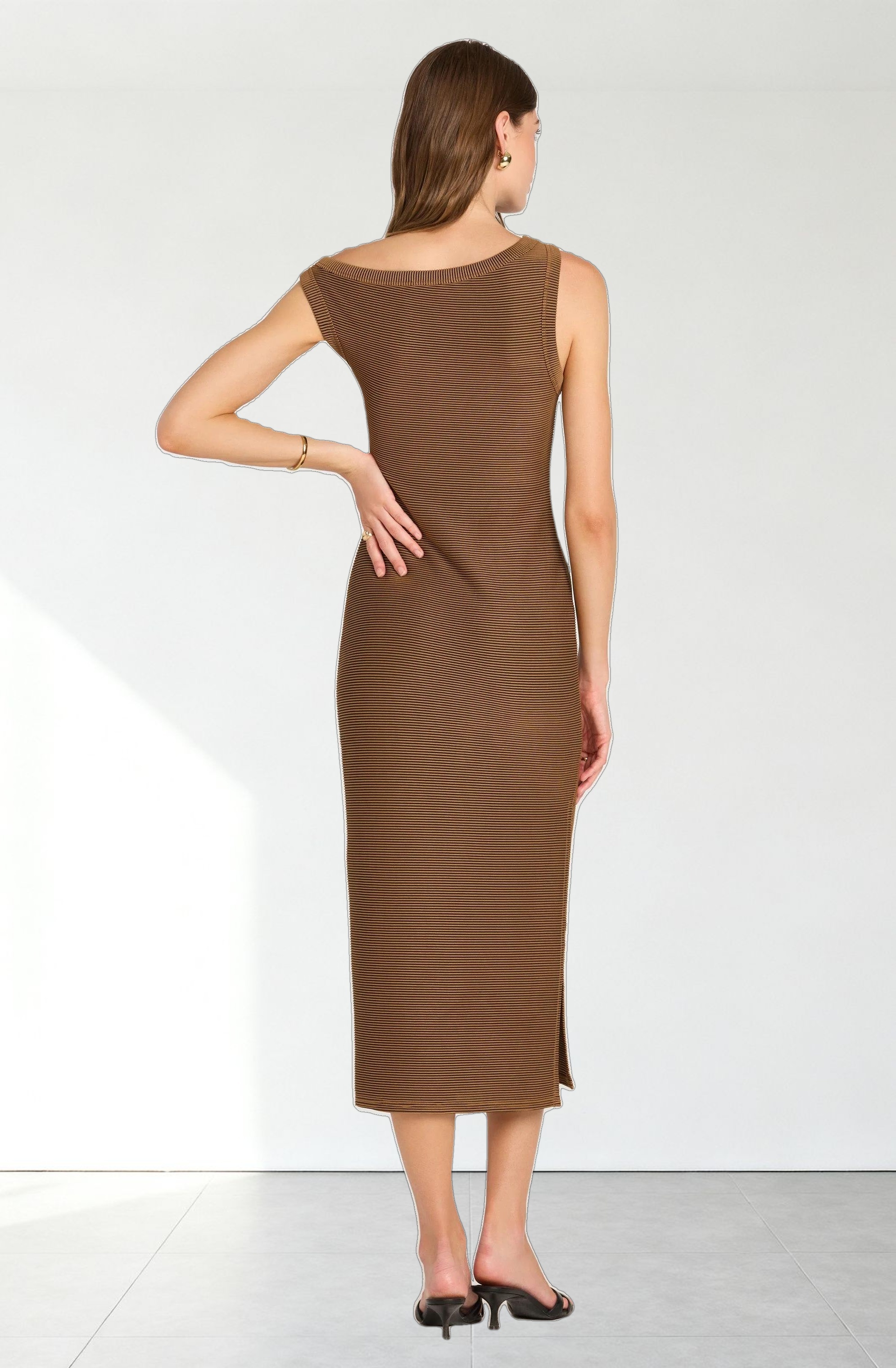 Off Shoulder Ribbed Knit Dress