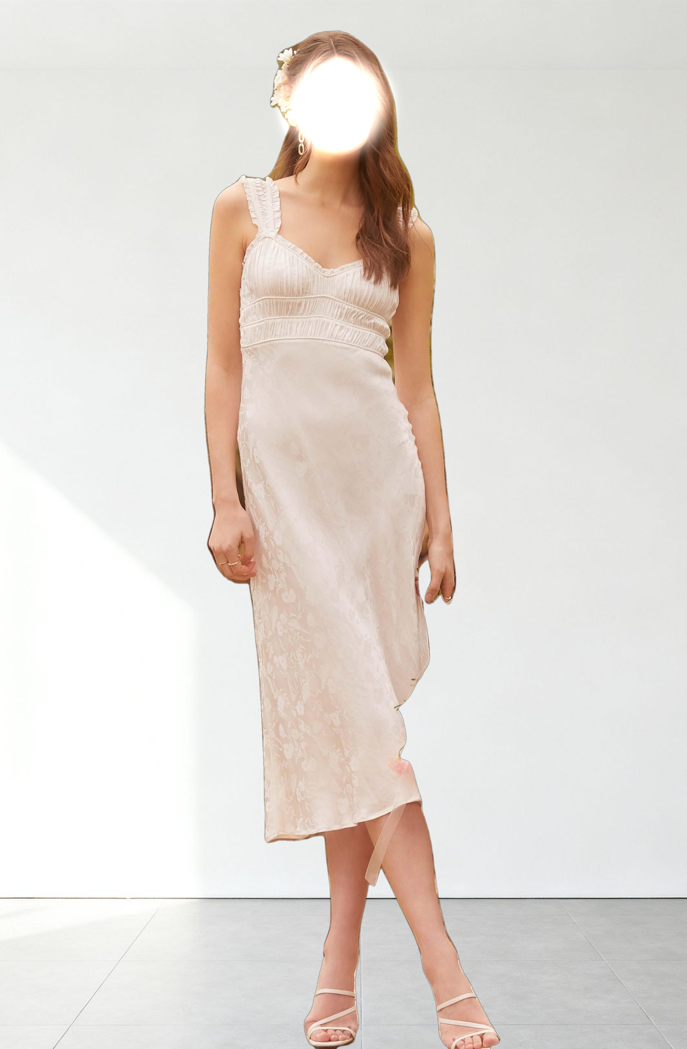 Enola Satin Smocked Midi Dress