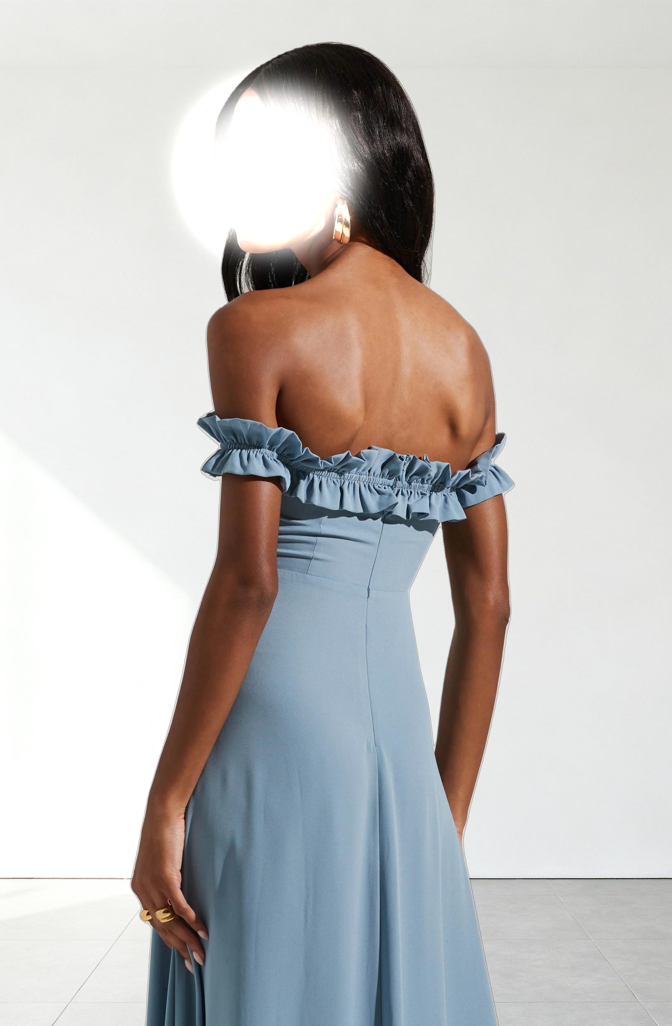 Venetia Off Shoulder Ruffle Trim Maxi Dress