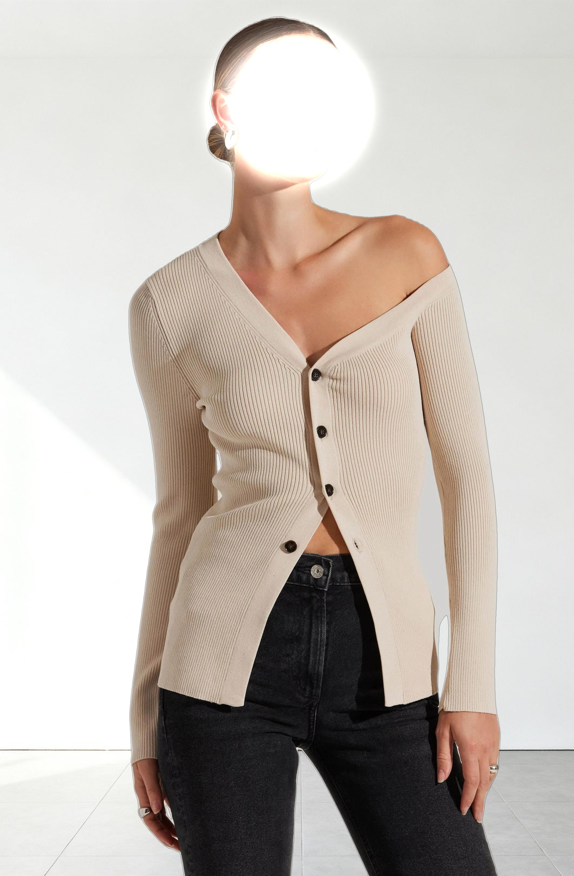 Celin One Shoulder Ribbed Sweater