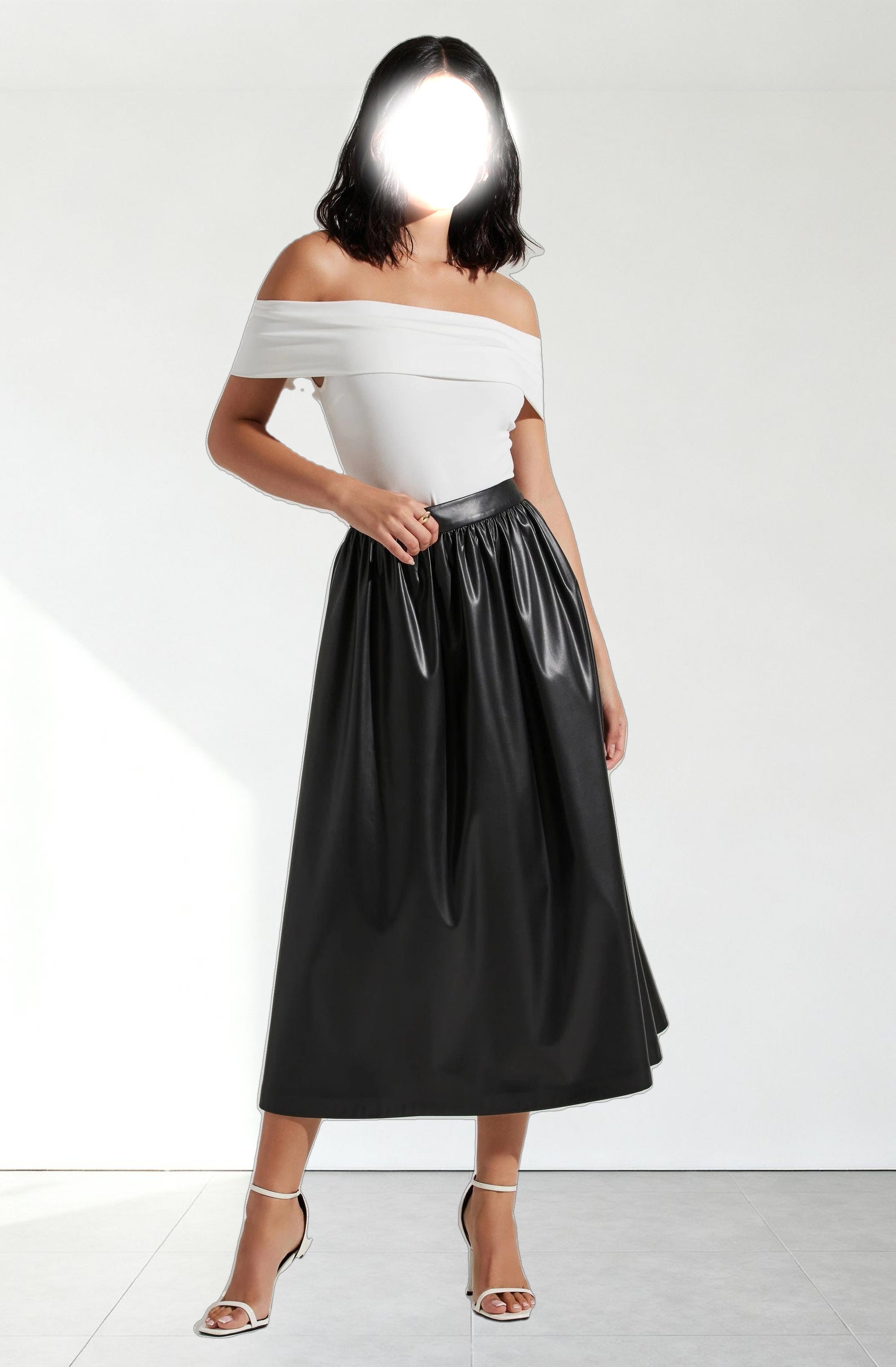 Diandra Faux Leather Midi Skirt