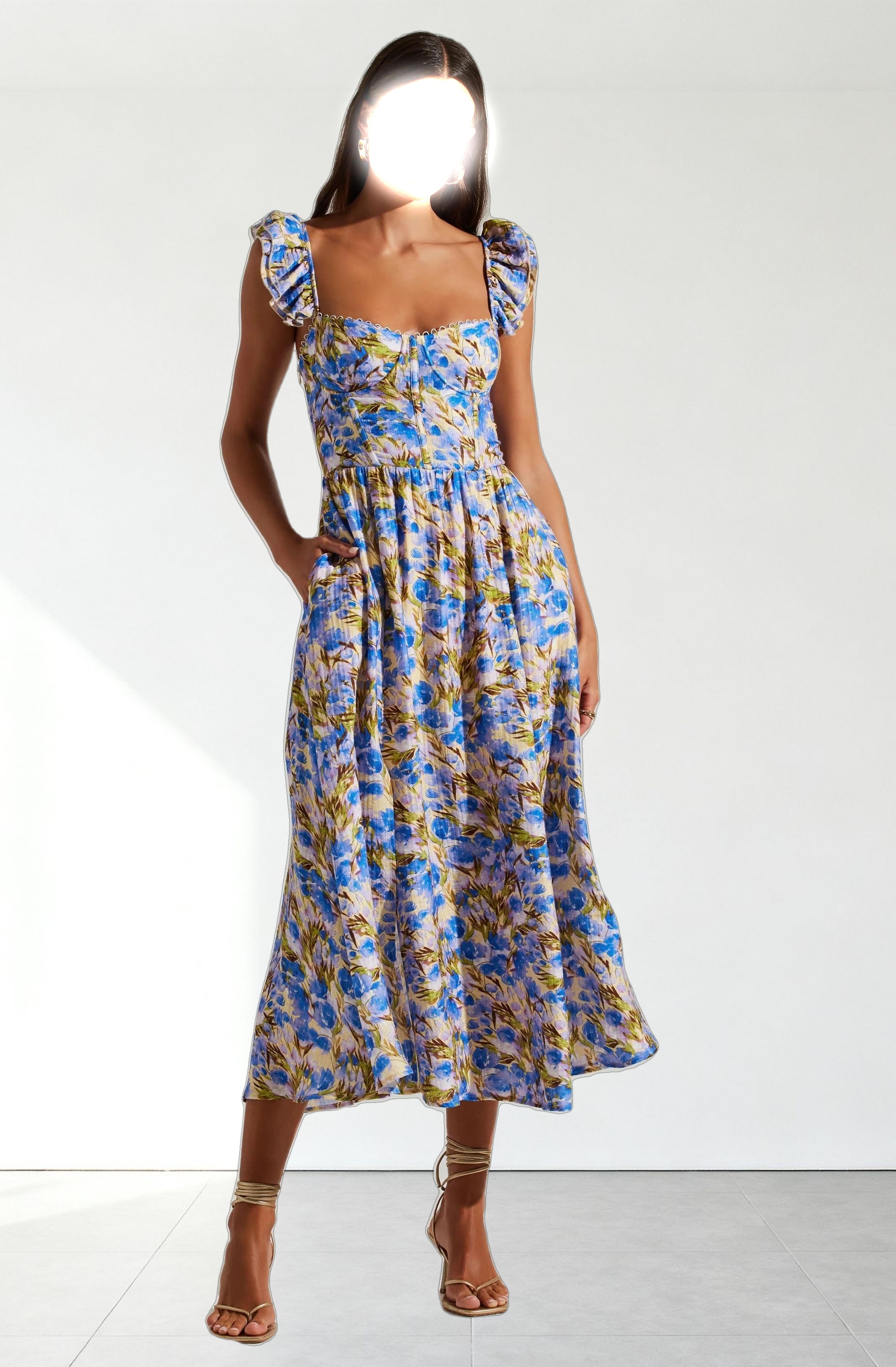Wedelia Floral Bustier Midi Dress