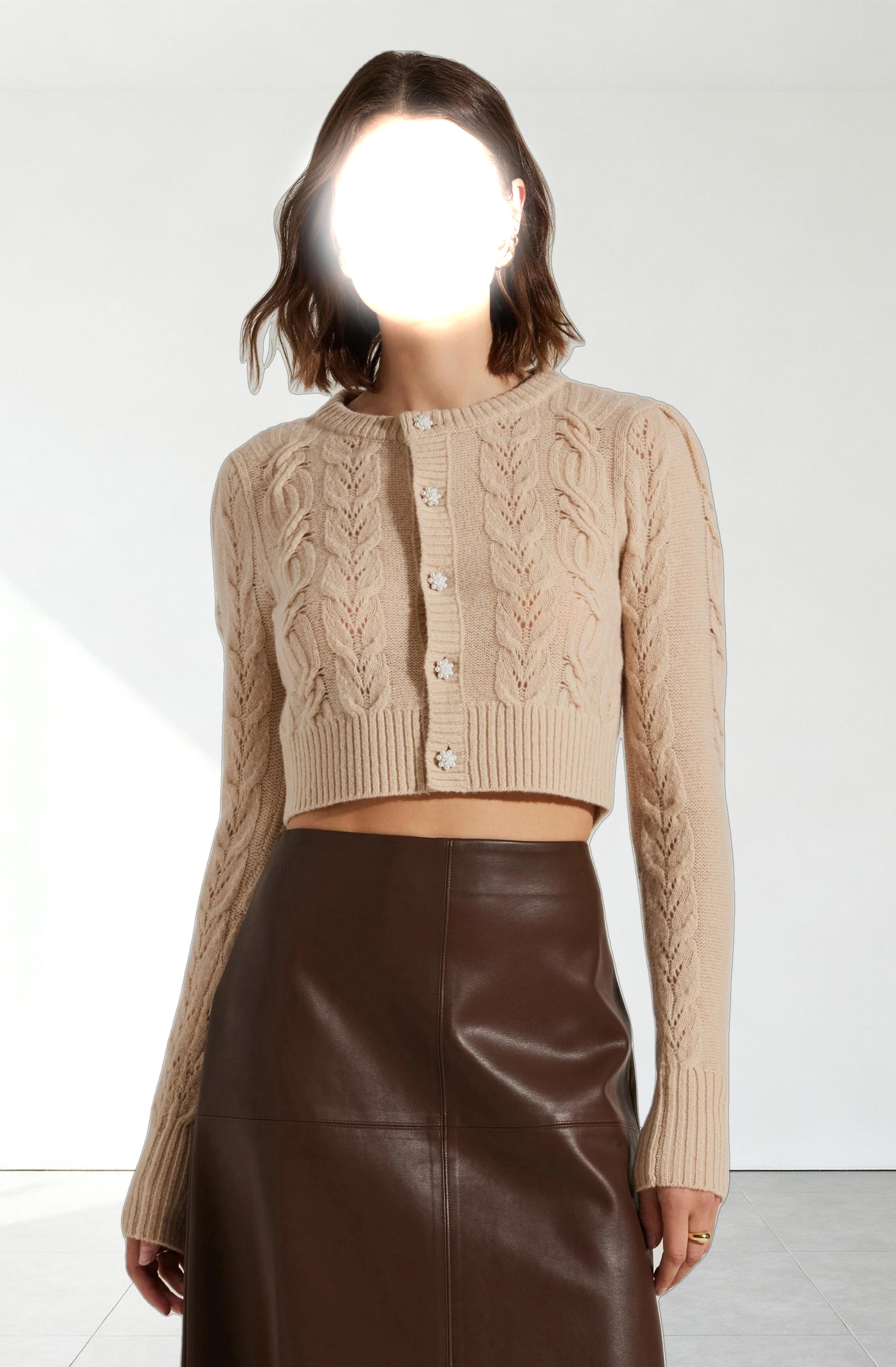 Peri Cable Knit Cropped Cardigan