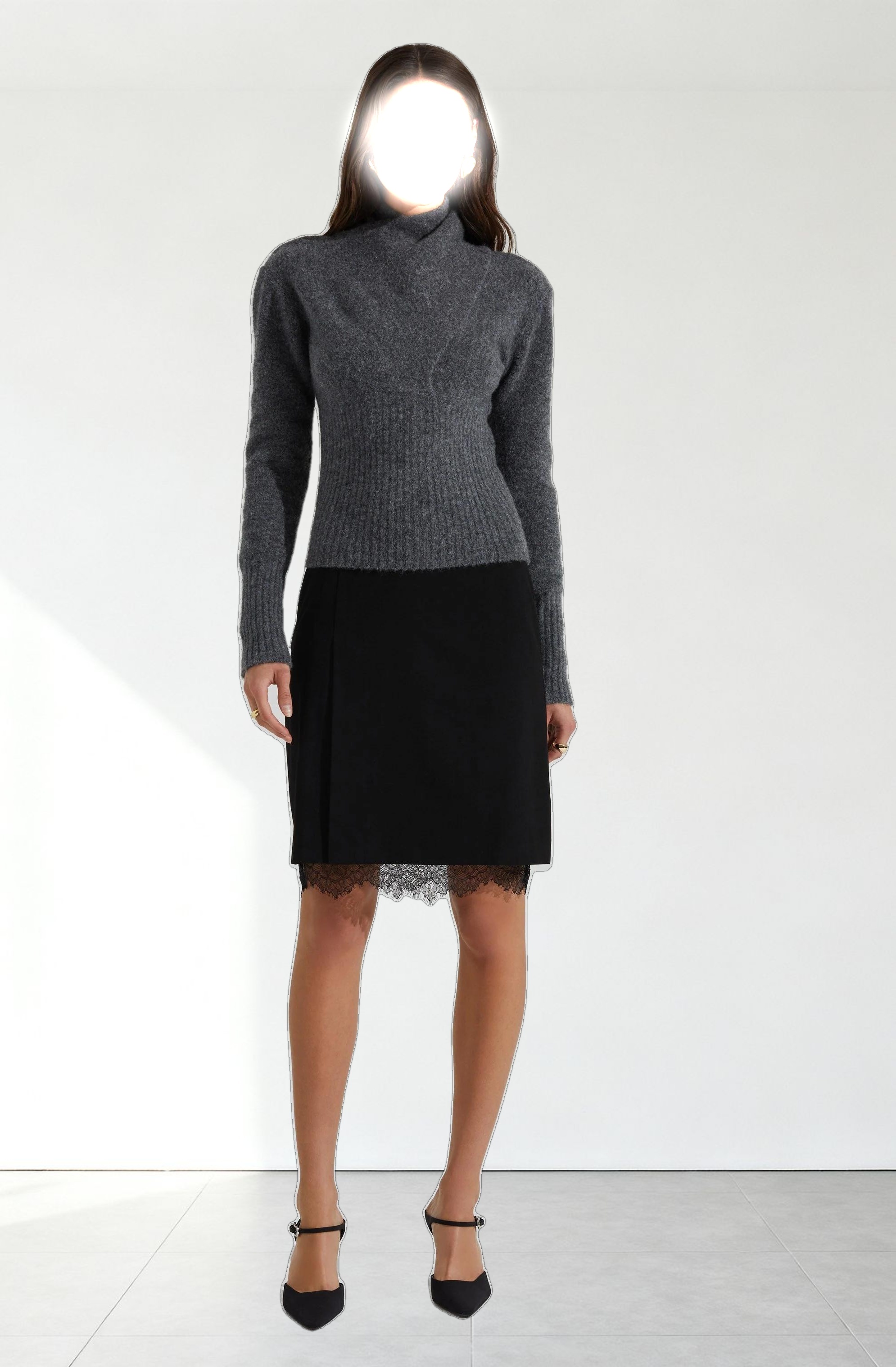 Itzayana Lace Trim Pencil Skirt