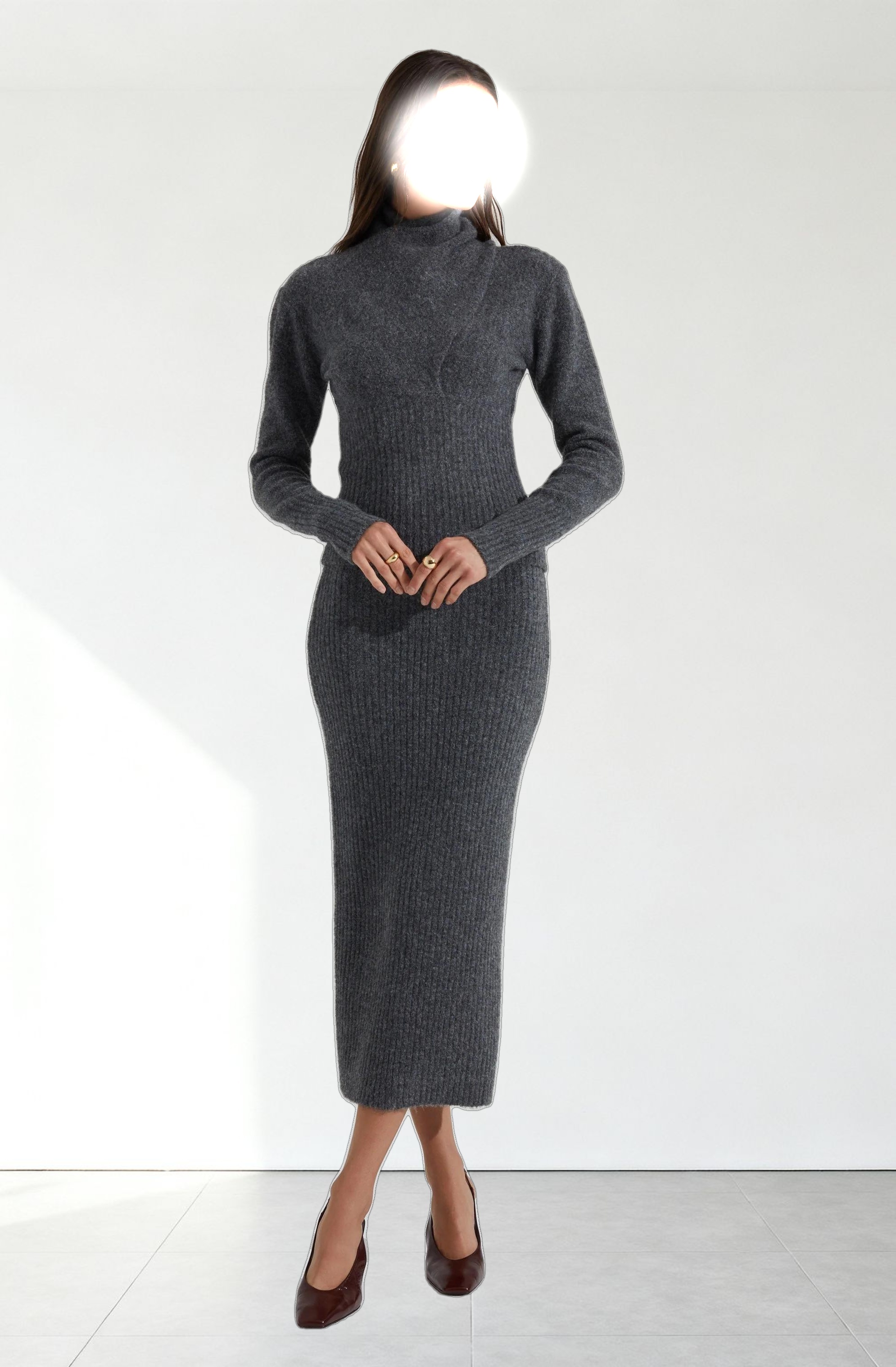 Neve Ribbed Sweater Midi Skirt