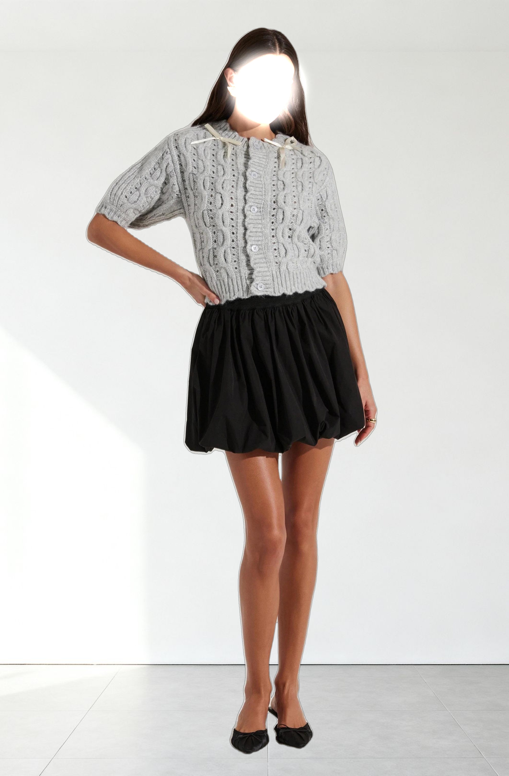 Poplin Bubble Mini Skirt