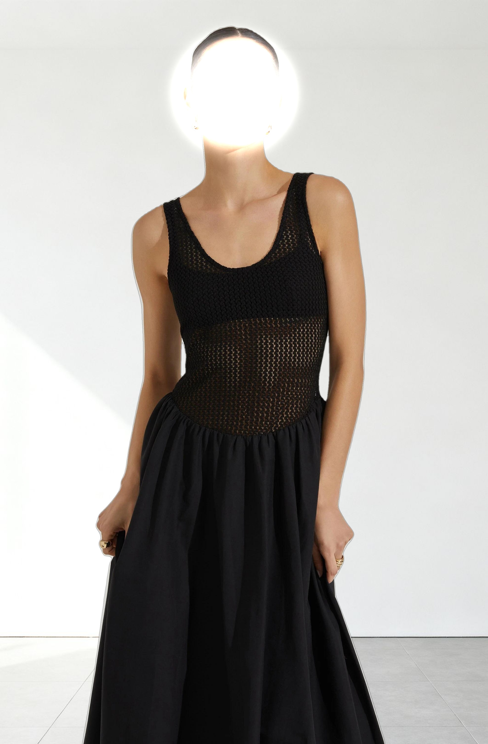 Contrast Bubble Hem Midi Dress