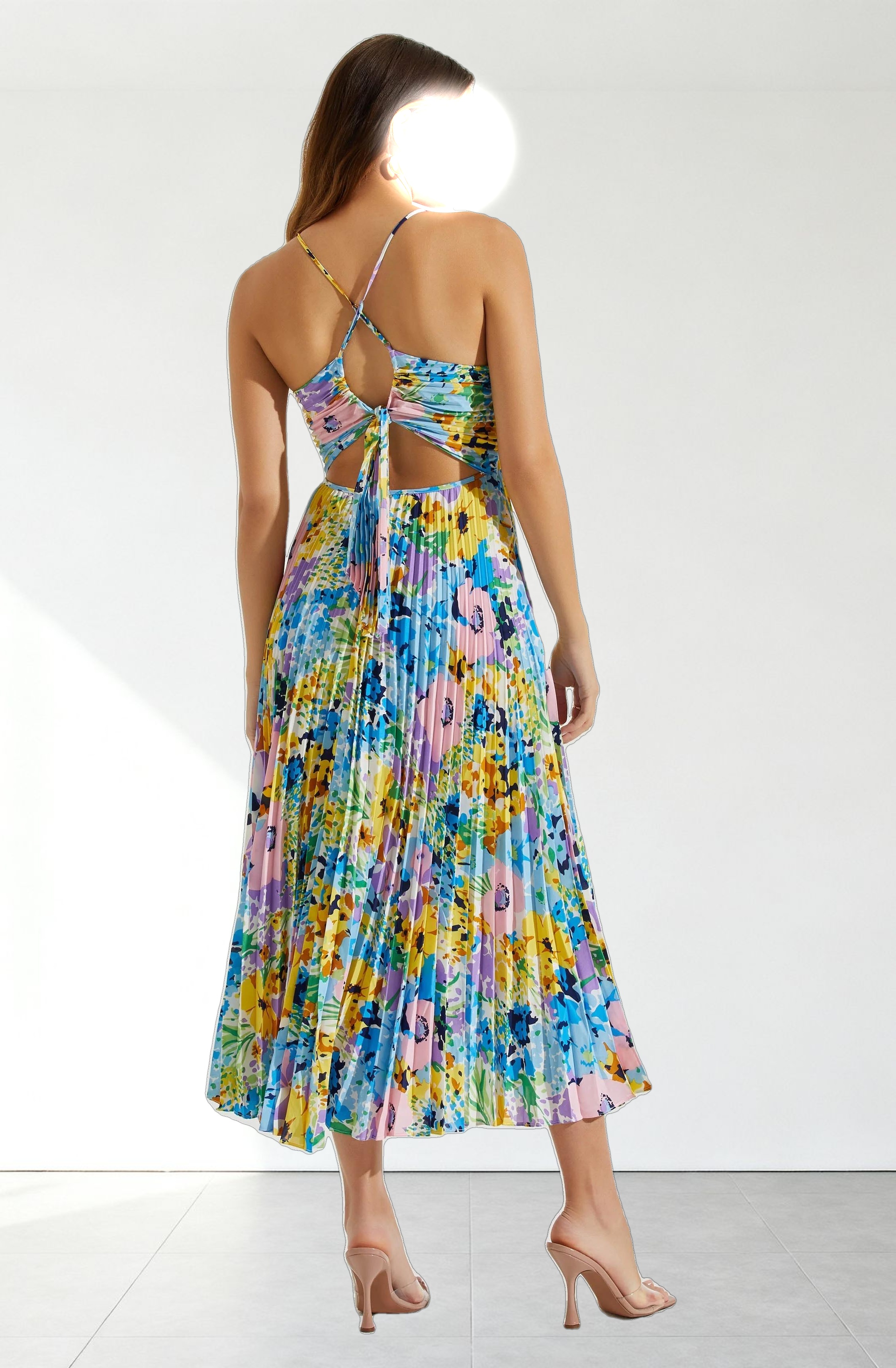 Blythe Floral Plisse Midi Dress