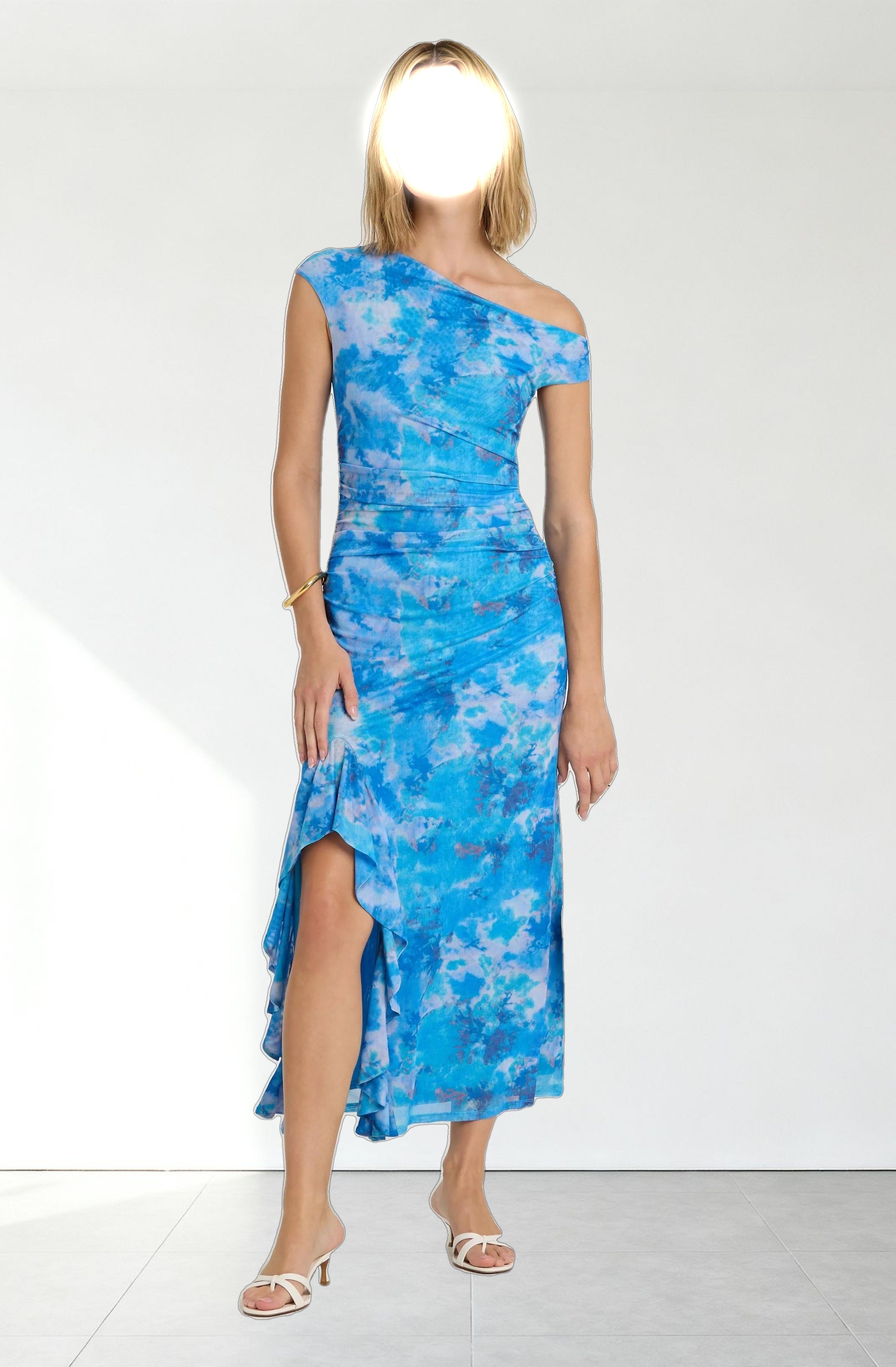 Off Shoulder Ruffle Midi Dress