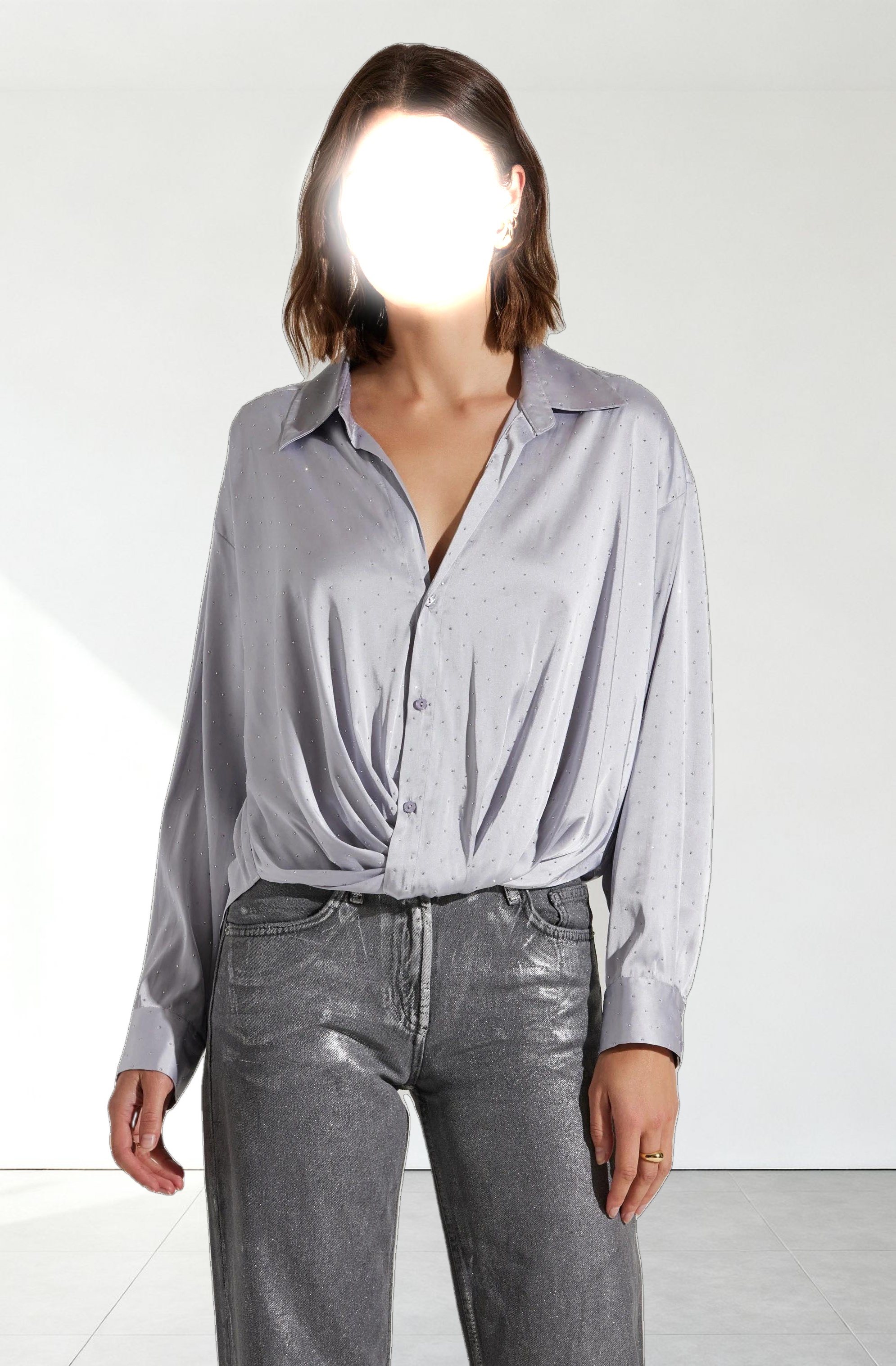 Sebio Satin Rhinestone Top