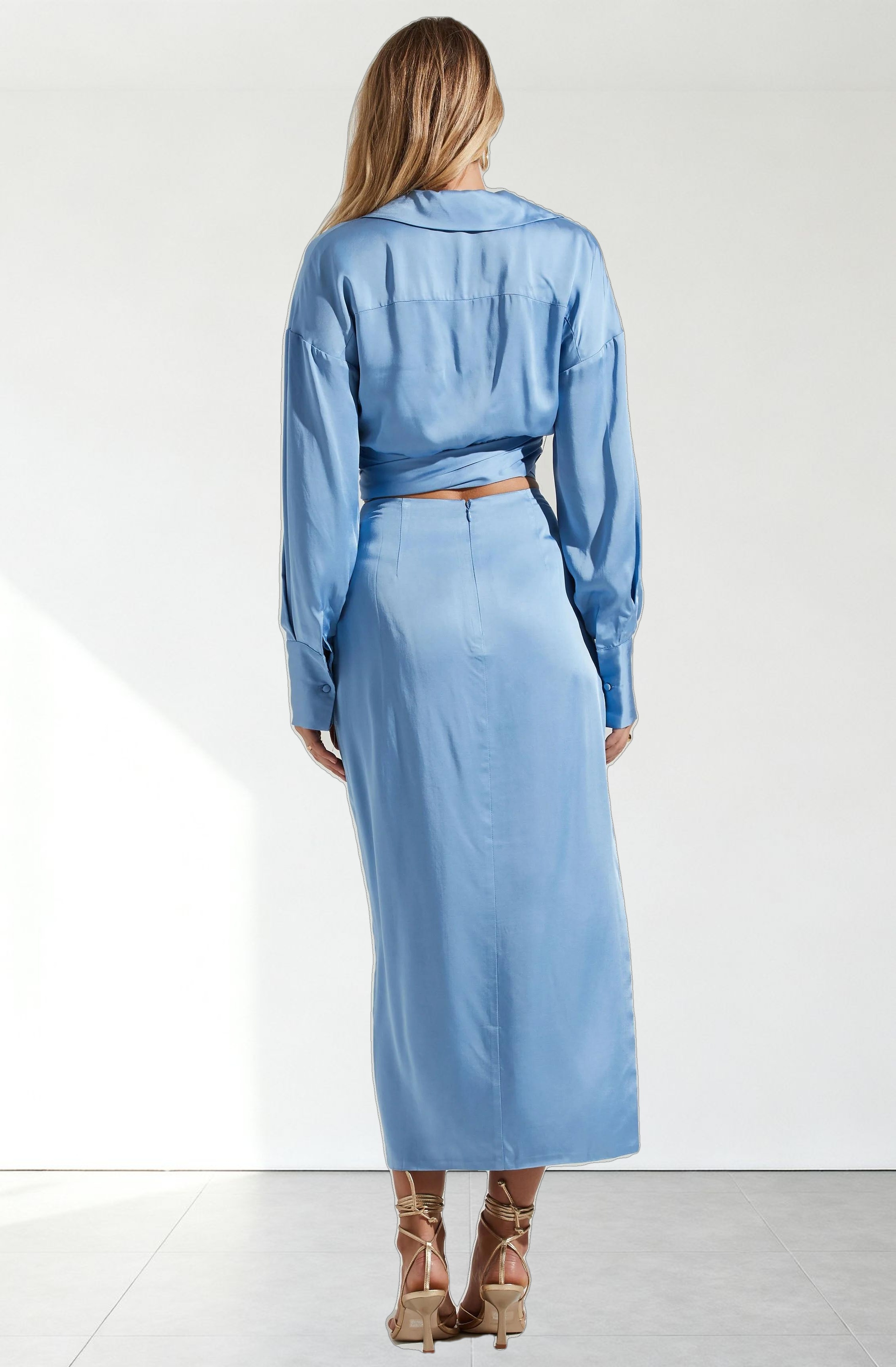 Loretta Satin Cropped Tie Waist Top