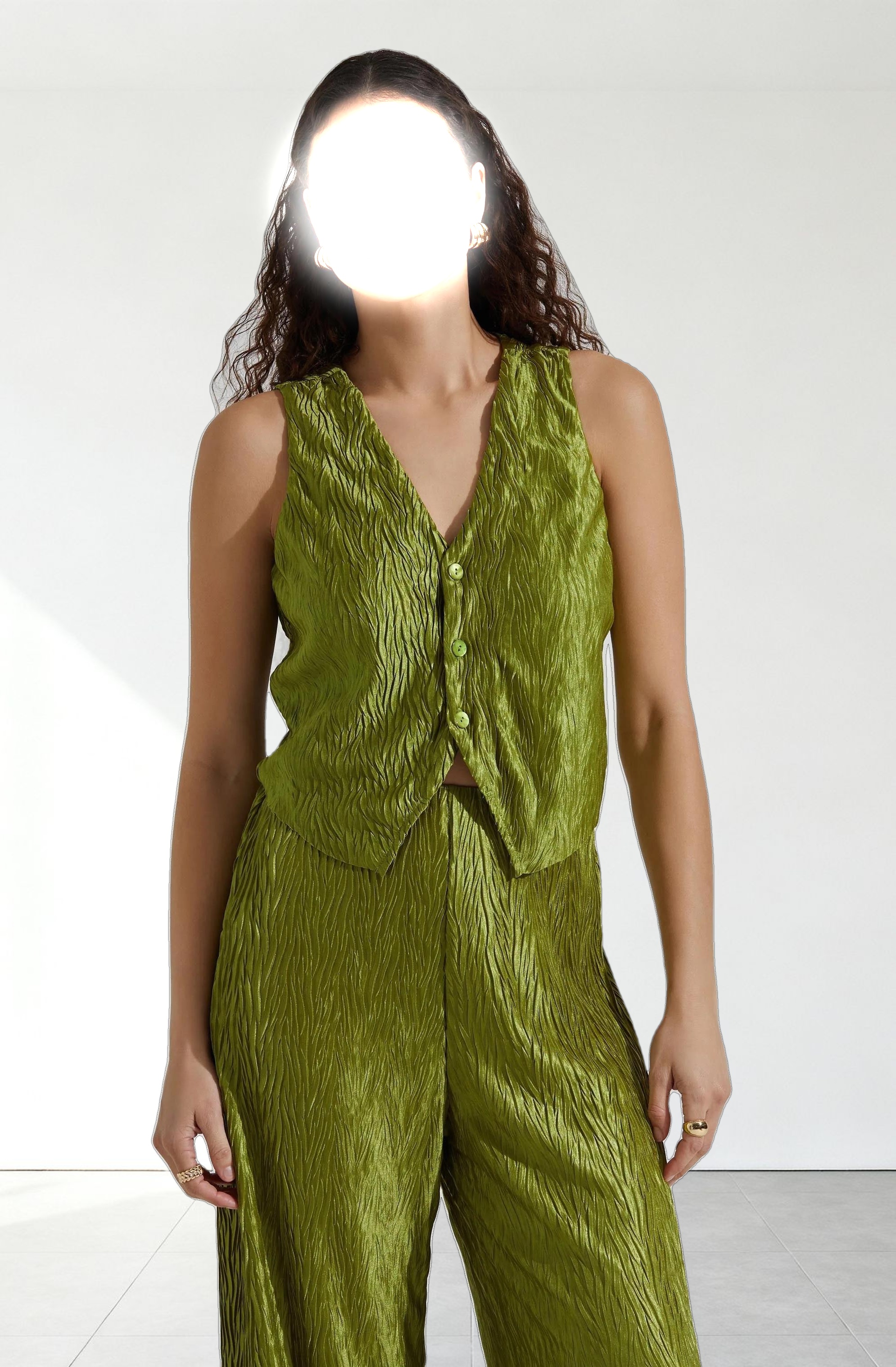 Button Up Plisse Vest