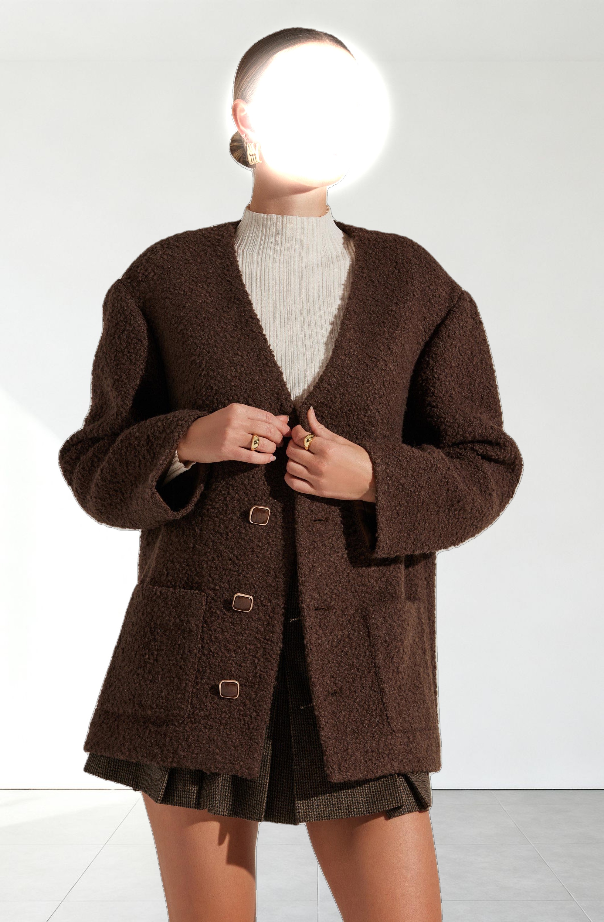 Maidy Boucle V-Neck Coat