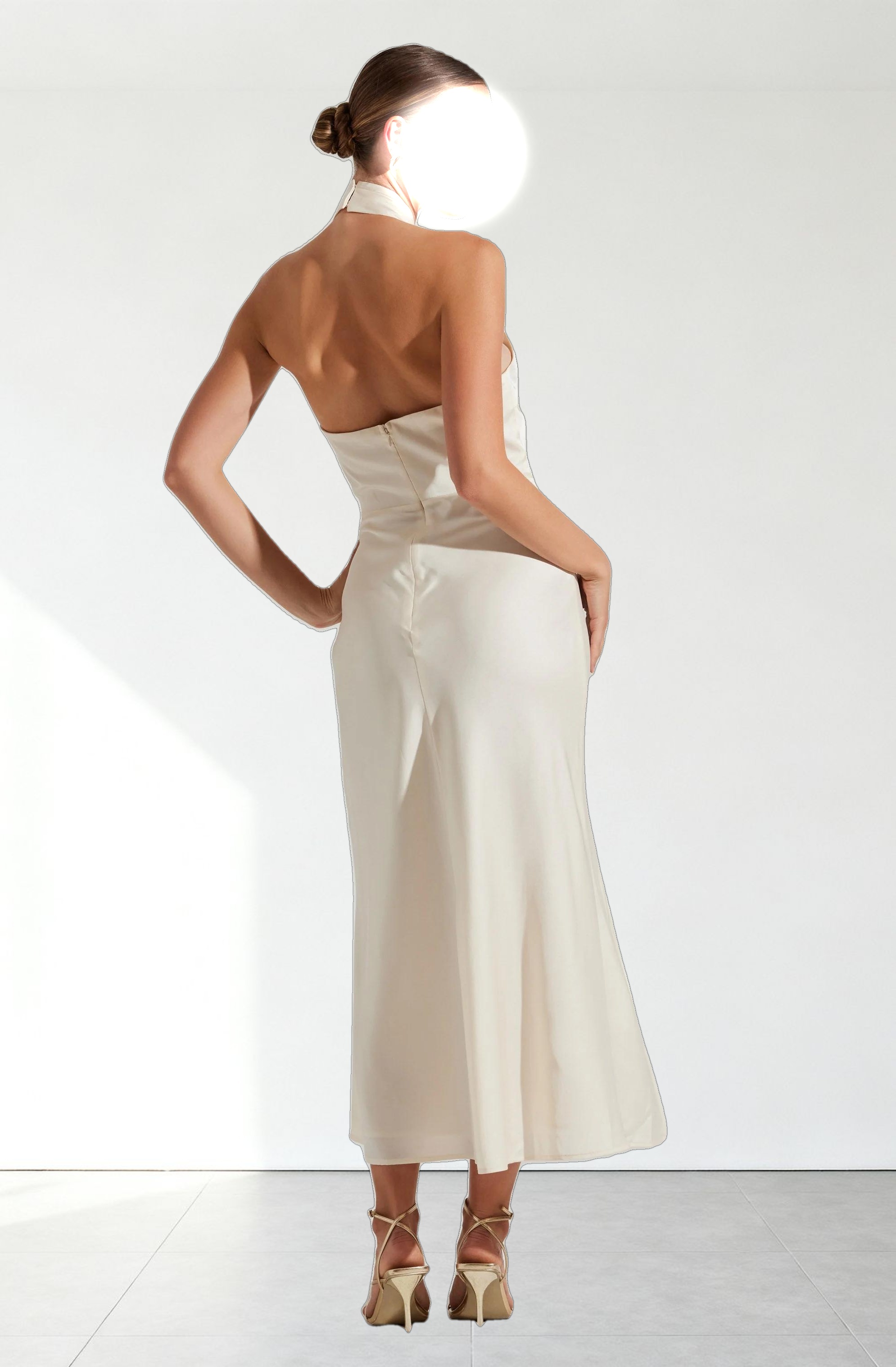 Marissa Satin Halter Neck Midi Dress