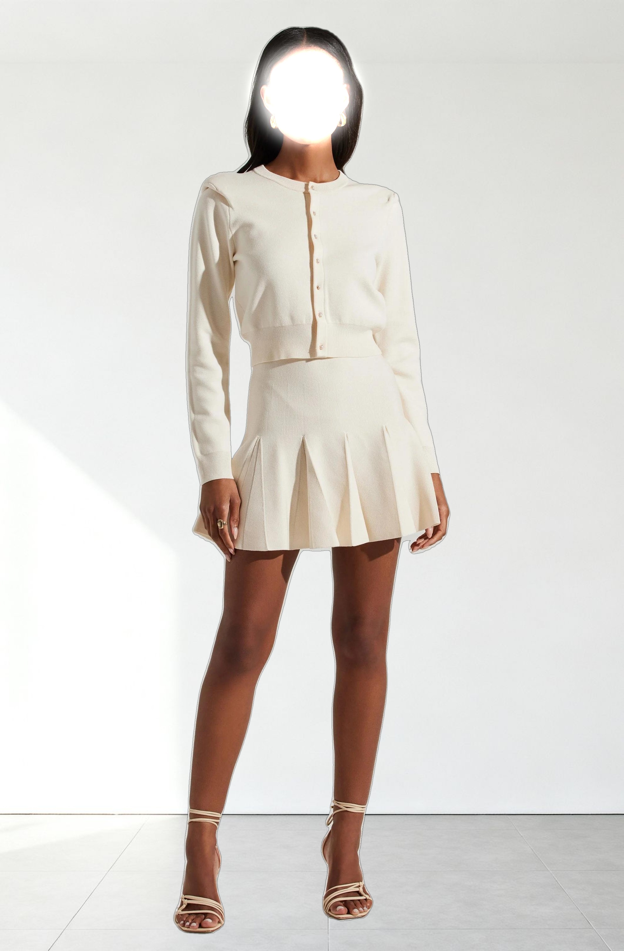 Denisa Faux Pearl Button Cardigan