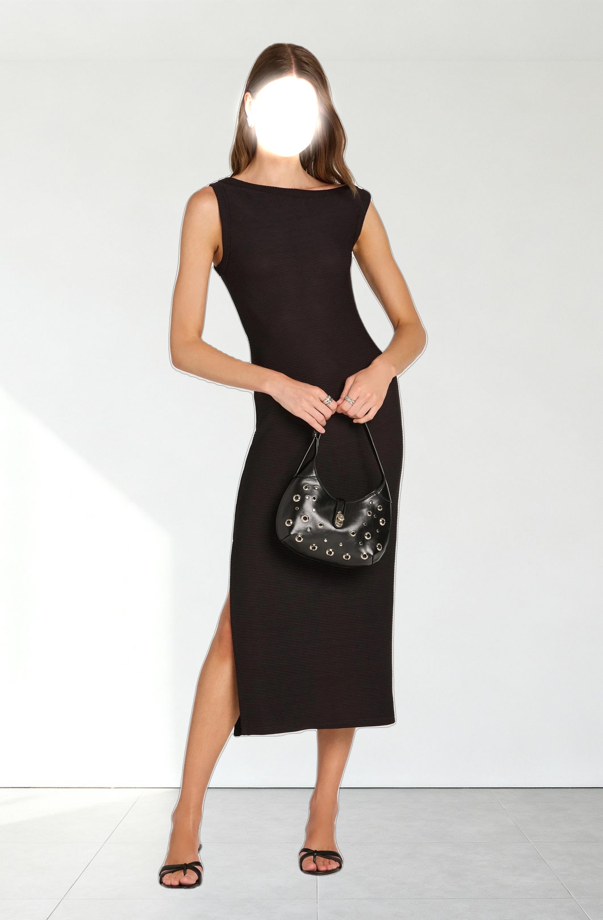 Off Shoulder Ribbed Knit Dress