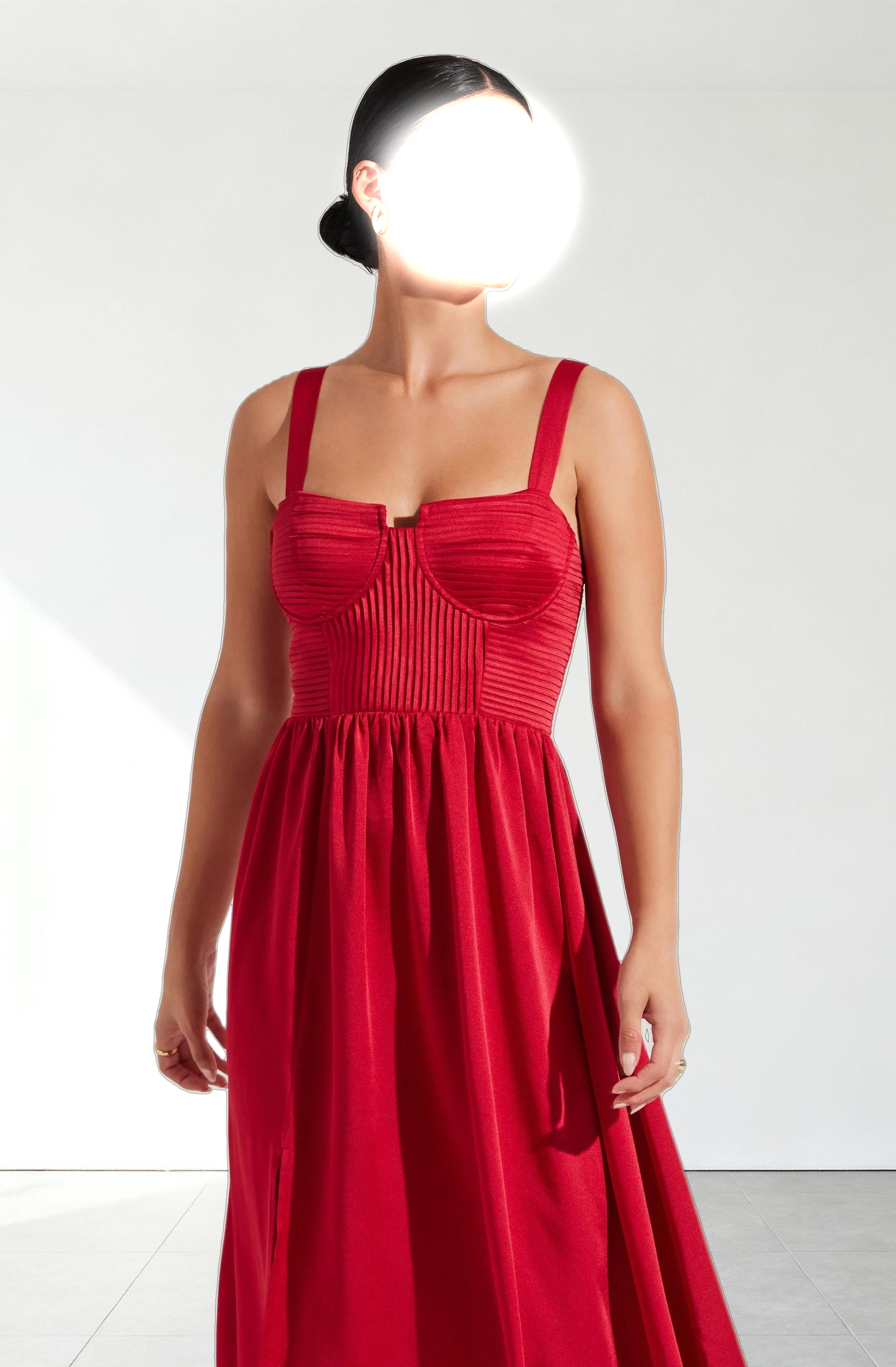 Pleated Bustier Midi Dress