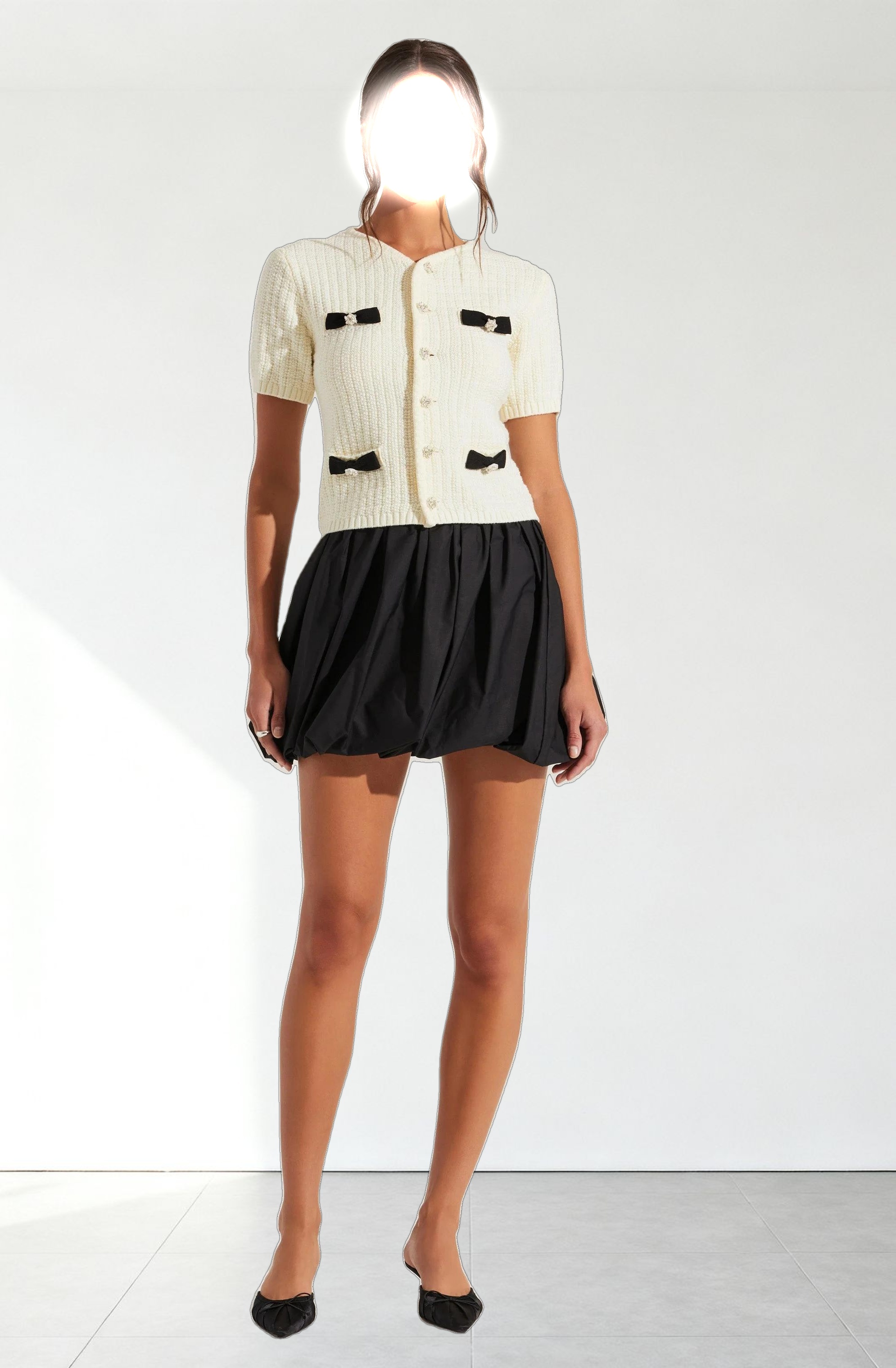 Averie Contrast Bow Cardigan